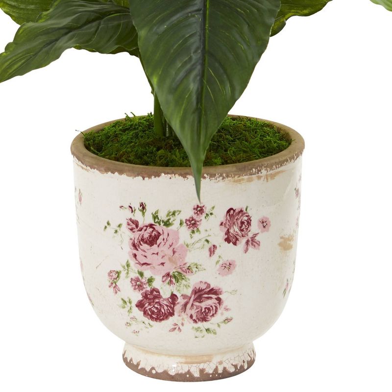 38" x 23" Artificial Spathiphyllum Lily in Decorative Vase White - Nearly Natural