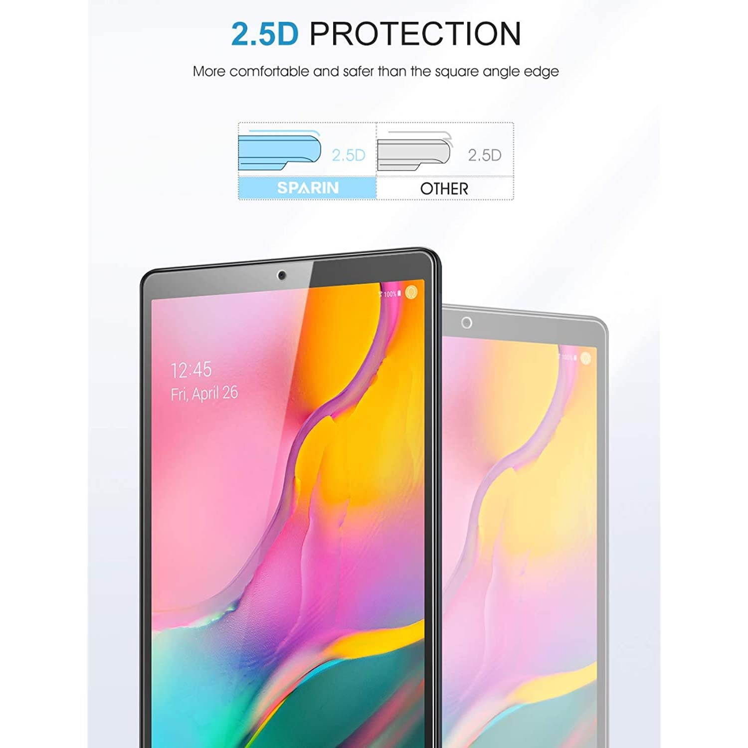 Screen Protector for Galaxy Tab A 10.1 2019, [3-Pack] SPARIN 9H Hardness Tempered Glass for Samsung Galaxy Tab A 10.1 2019 SM-T515/T510, Bubble Free/High Response/Scratch Resistant