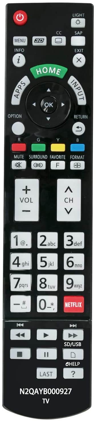 New N2QAYB000927 Remote Control Sub N2QAYB000862 Compatible with Panasonic Viera LCD LED HDTV TC-58AX800U TC-65AX800U TC-65AX900U TC-85AX850U TC58AX800U TC65AX800U TC65AX900U TC85AX850U