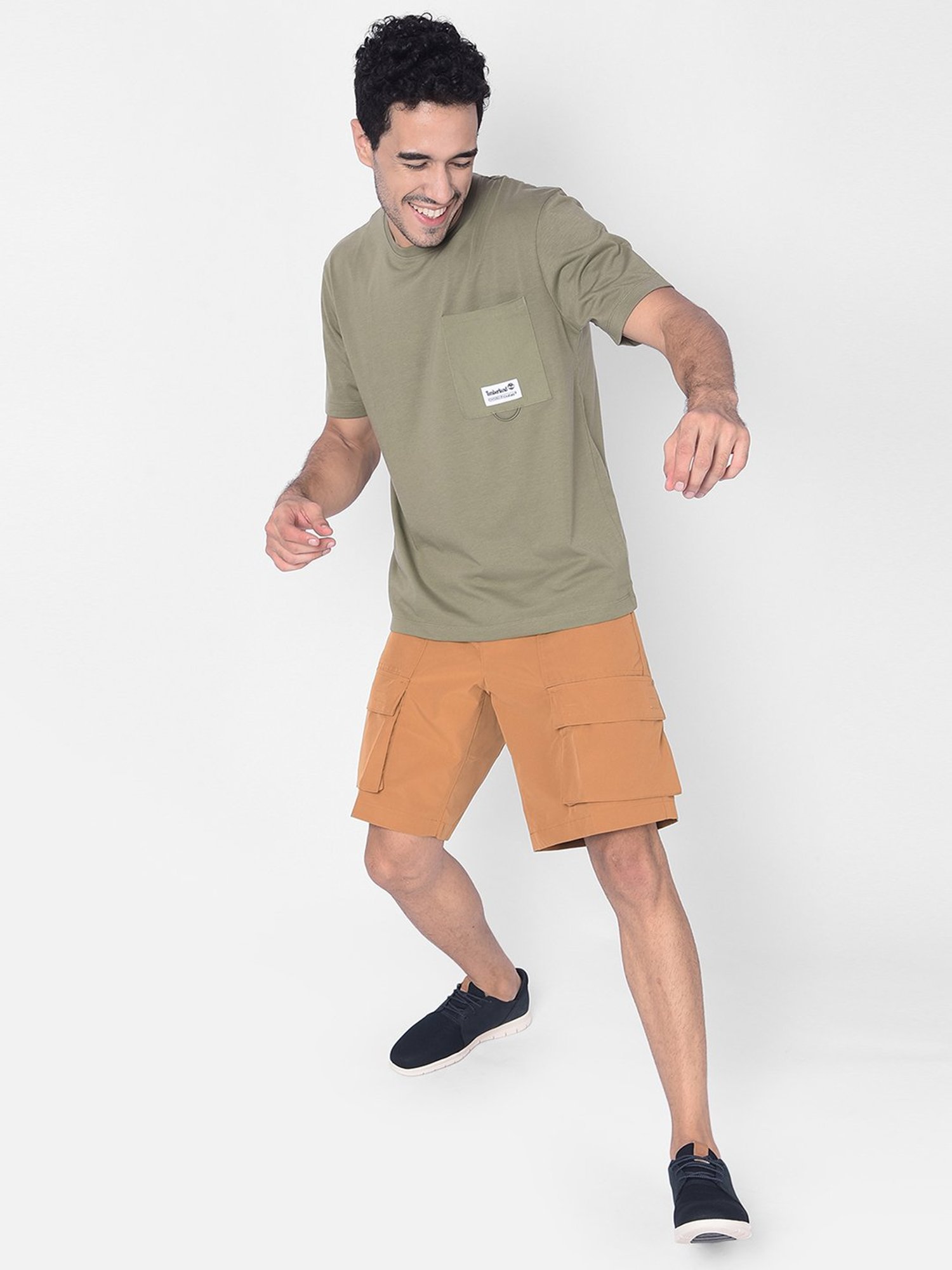 Timberland Light Olive Regular Fit Logo Print Crew T-Shirt