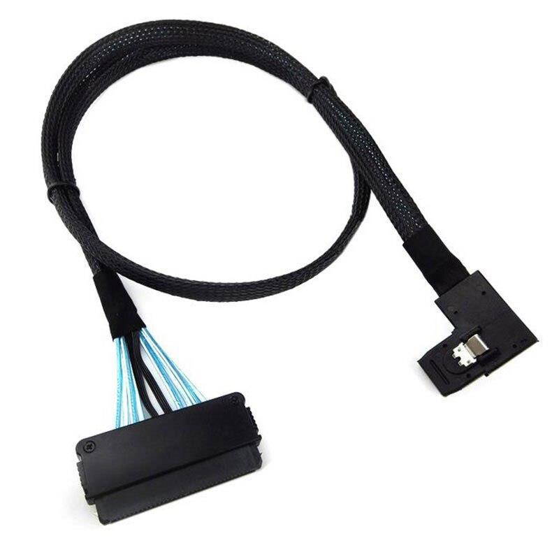 The New SFF-8484 SAS 32Pin 4i to 90 Degree Vertical Angled SFF-8087 Mini SAS 4i 36pin Cable Server Raid Cable 80cm