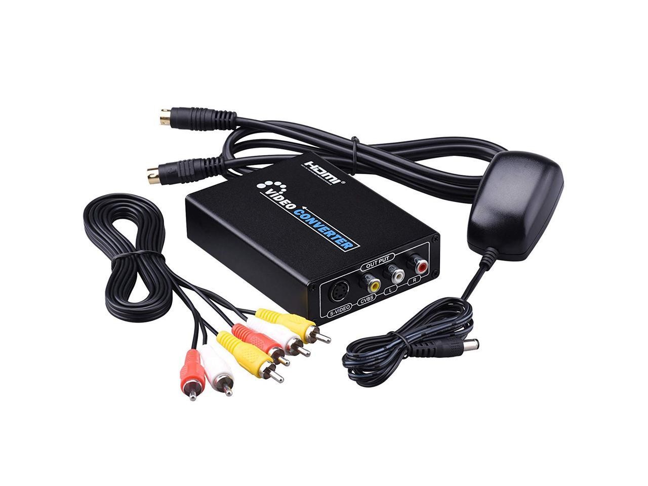 HDMI to Composite 3RCA AV S-Video R/L Audio Vdieo Converter Adapter Upscaler Support 720P/1080P with RCA/S-Video Cable for PC Laptop Xbox PS3 TV STB VHS VCR Camera Blue-Ray DVD