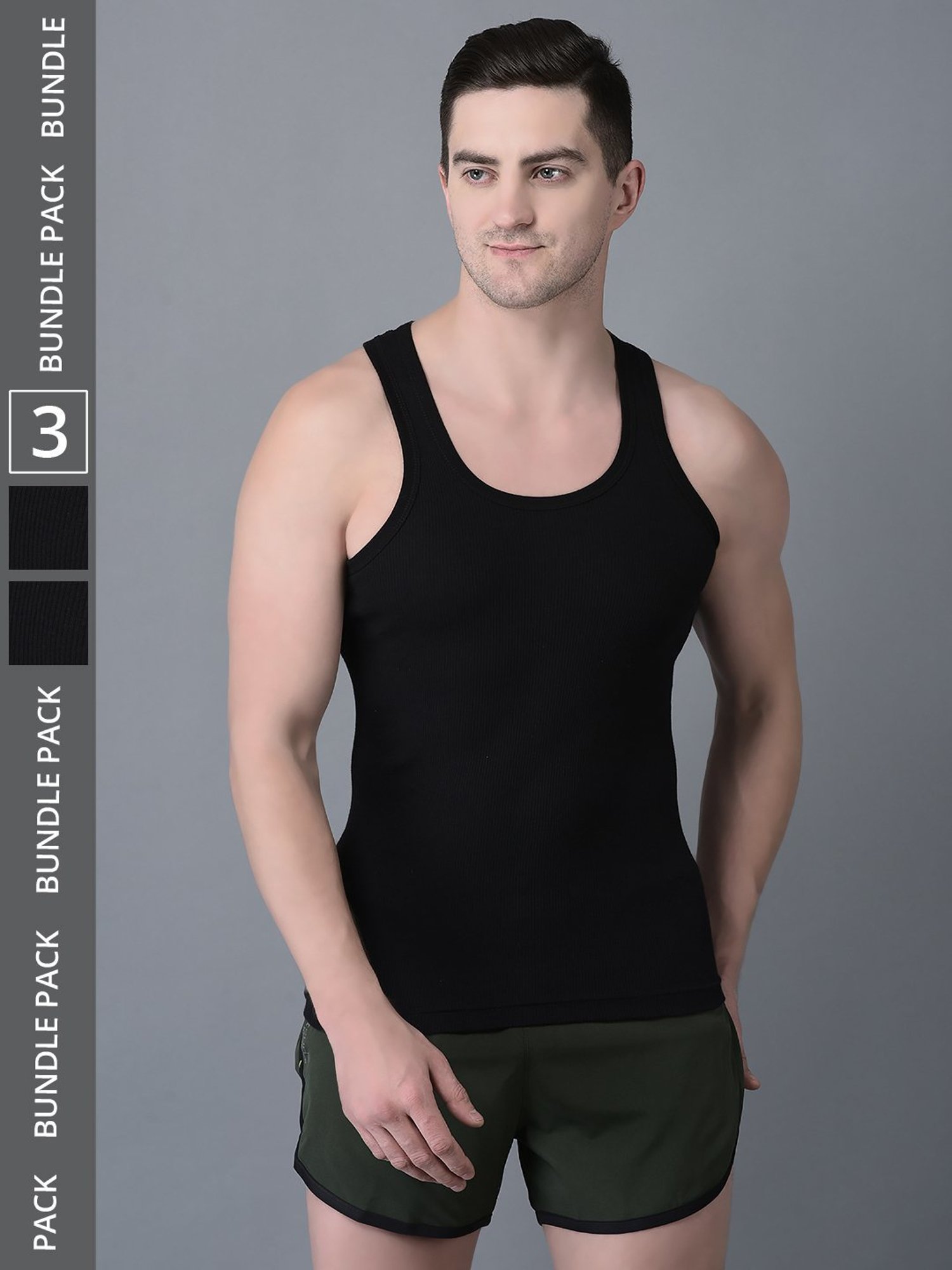 Dollar Bigboss Black Cotton Regular Fit Vest - Pack Of 3