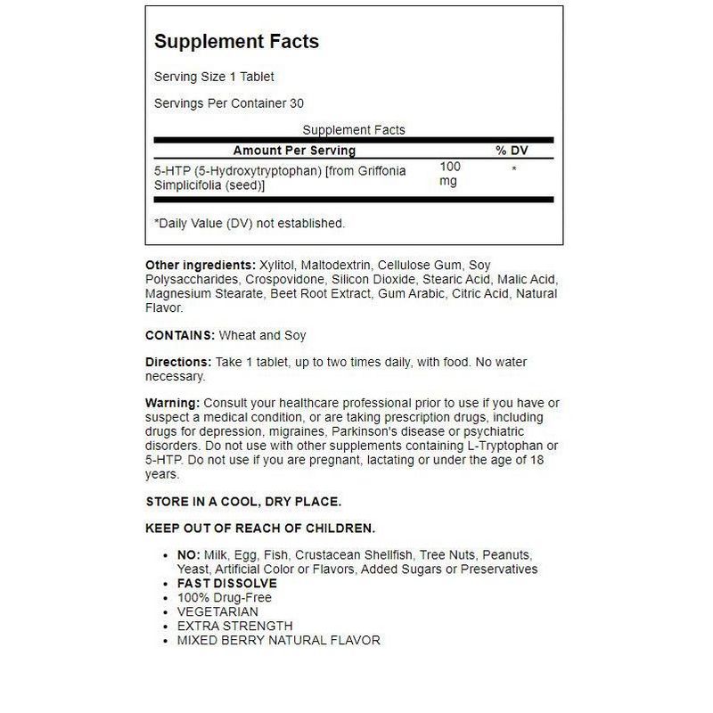 Natrol Dietary Supplements 5-Htp Fast Dissolve 100 mg Tablet - Mixed Berry 30ct.