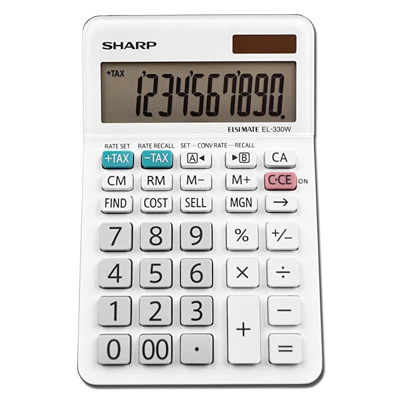 EL-330WB Standard Function Basic Desktop Calculator, Large Display, For Home and Office, Dual Power, Solar and Battery