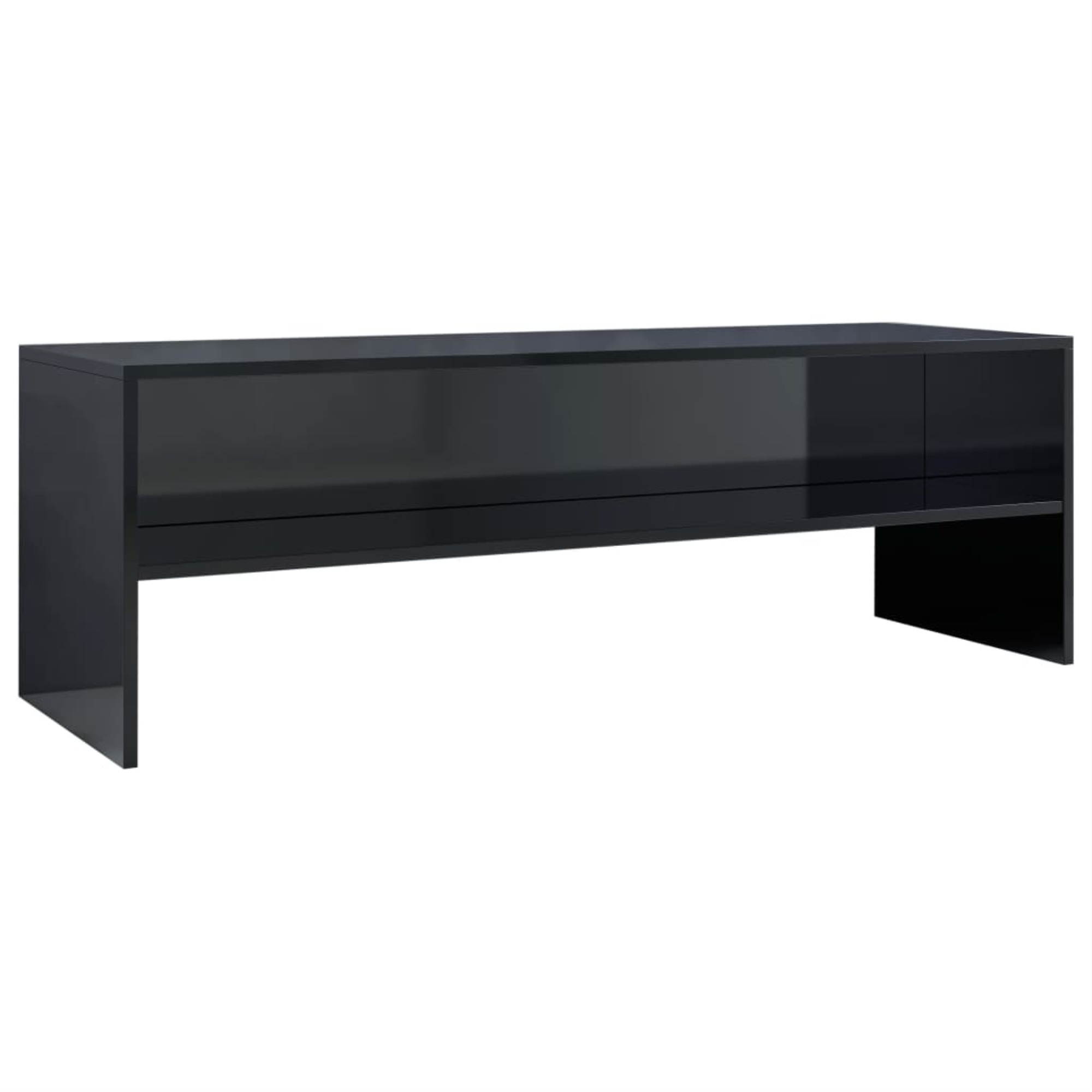 vidaXL TV Cabinet High Gloss Black Chipboard HiFi Unit Stereo Stand Lowboard