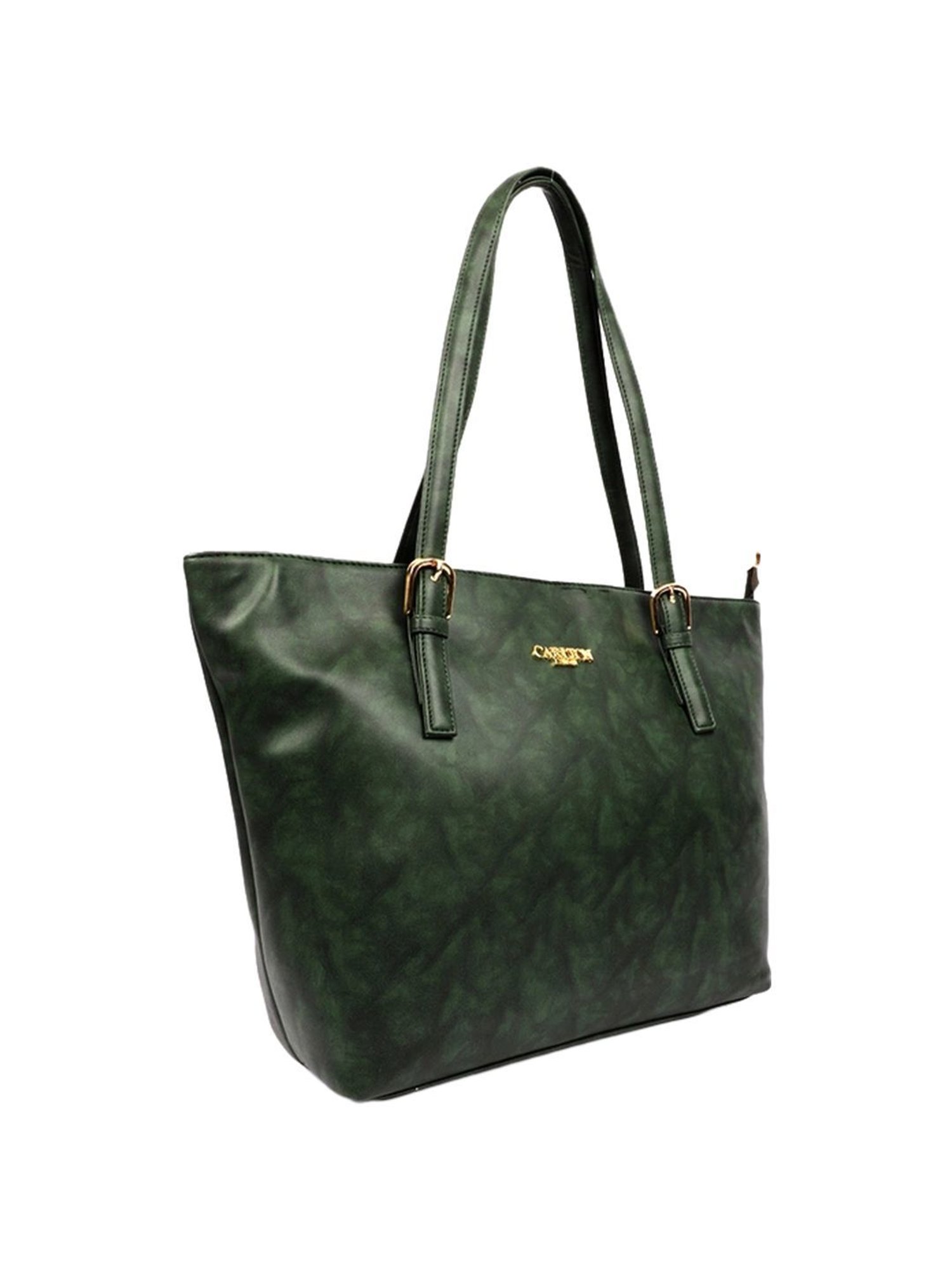 Carlton London Green Solid Medium Tote Handbag