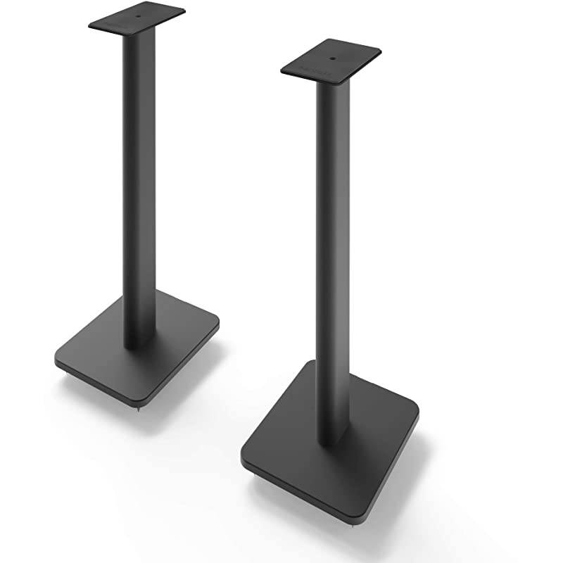 SP26PL 26" Speaker Floor Stands | Designed for Medium to Large Bookshelf Speakers | Heavy Steel & Foam Padding | 30&deg; Rotating Top Plate | Hidden Cable Design | Black | Pair