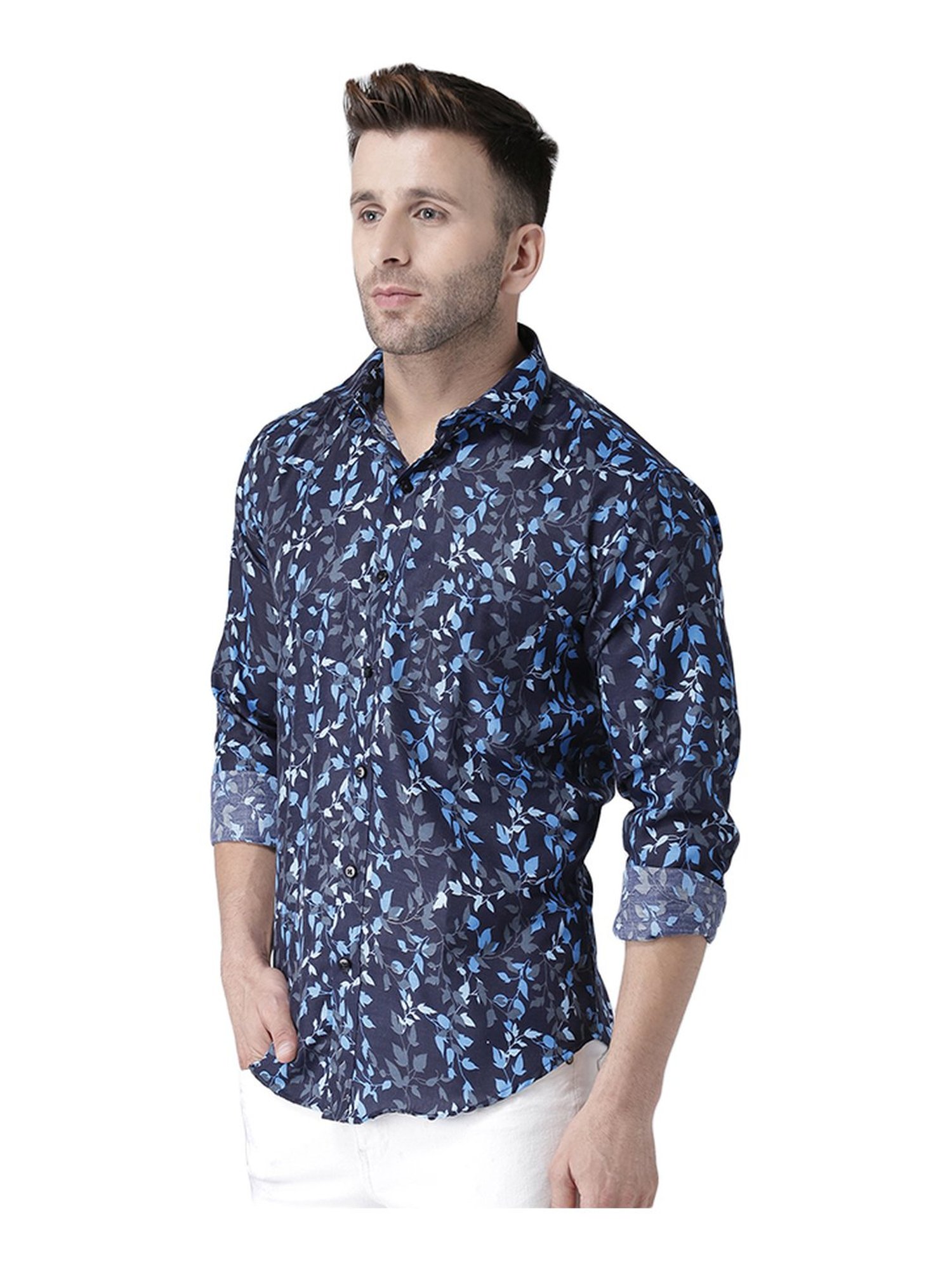 Hang Up Navy Slim Fit Printed Shirt