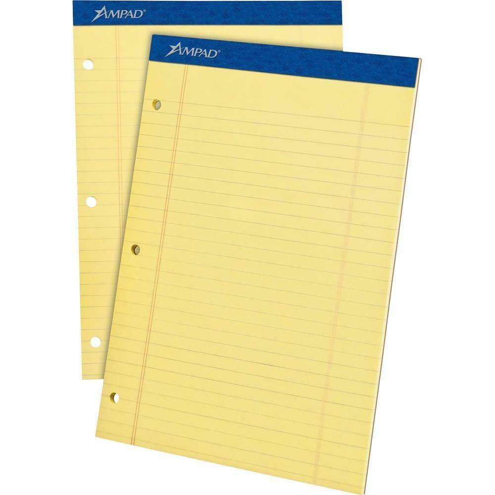Ampad Perforated Ruled Pads - 50 Sheets - Stapled - 0.34" Ruled - 8 1/2" x...
