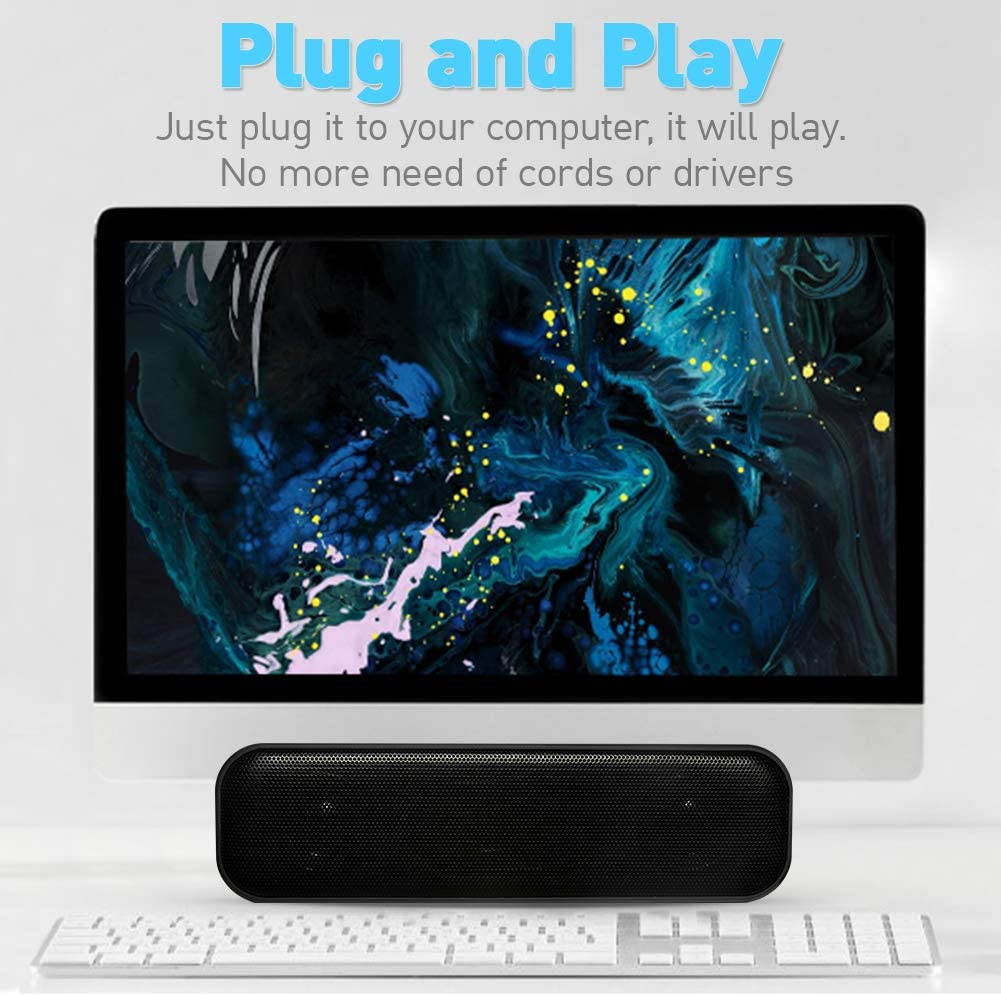 Computer Speaker,USB Powered Speaker for Desktop,Windows PCs,Laptop. Portable Mini Sound bar-Plug and Play