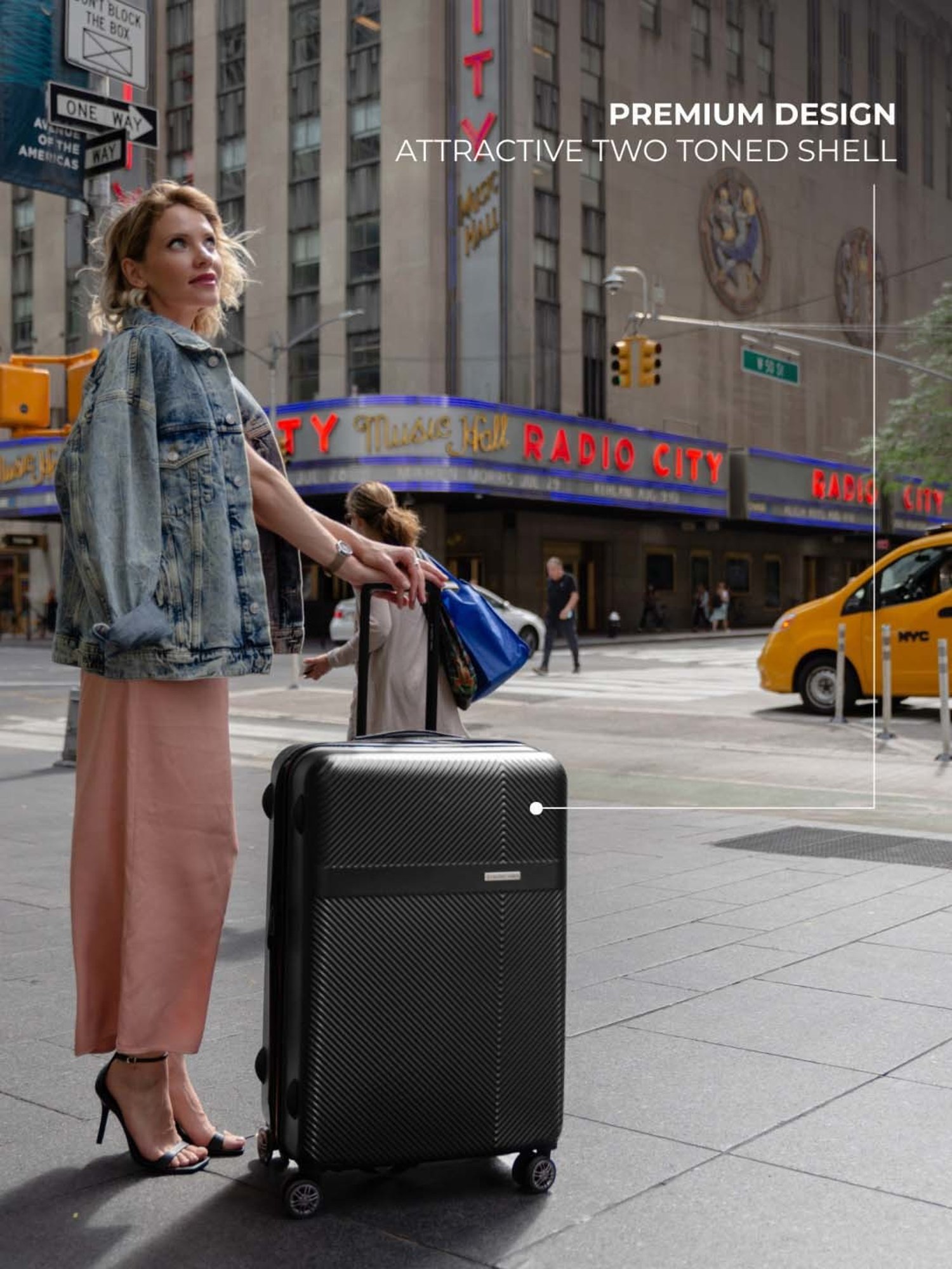 Nasher Miles Fifth Avenue Expander HardSide Polycarbonate Checkin BottleBlack 28 Inch|75CMTrolleyBag