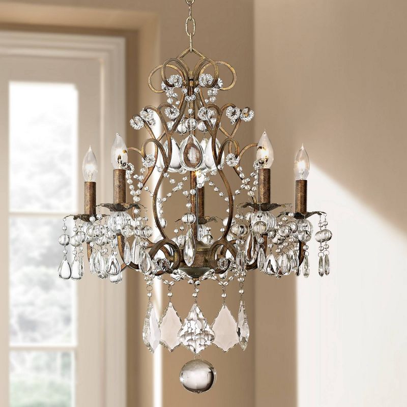 Vienna Full Spectrum Bronze Chandelier 19 1/2" Wide Crystal Beaded 5-Light Fixture for Dining Room House Foyer Kitchen Entryway