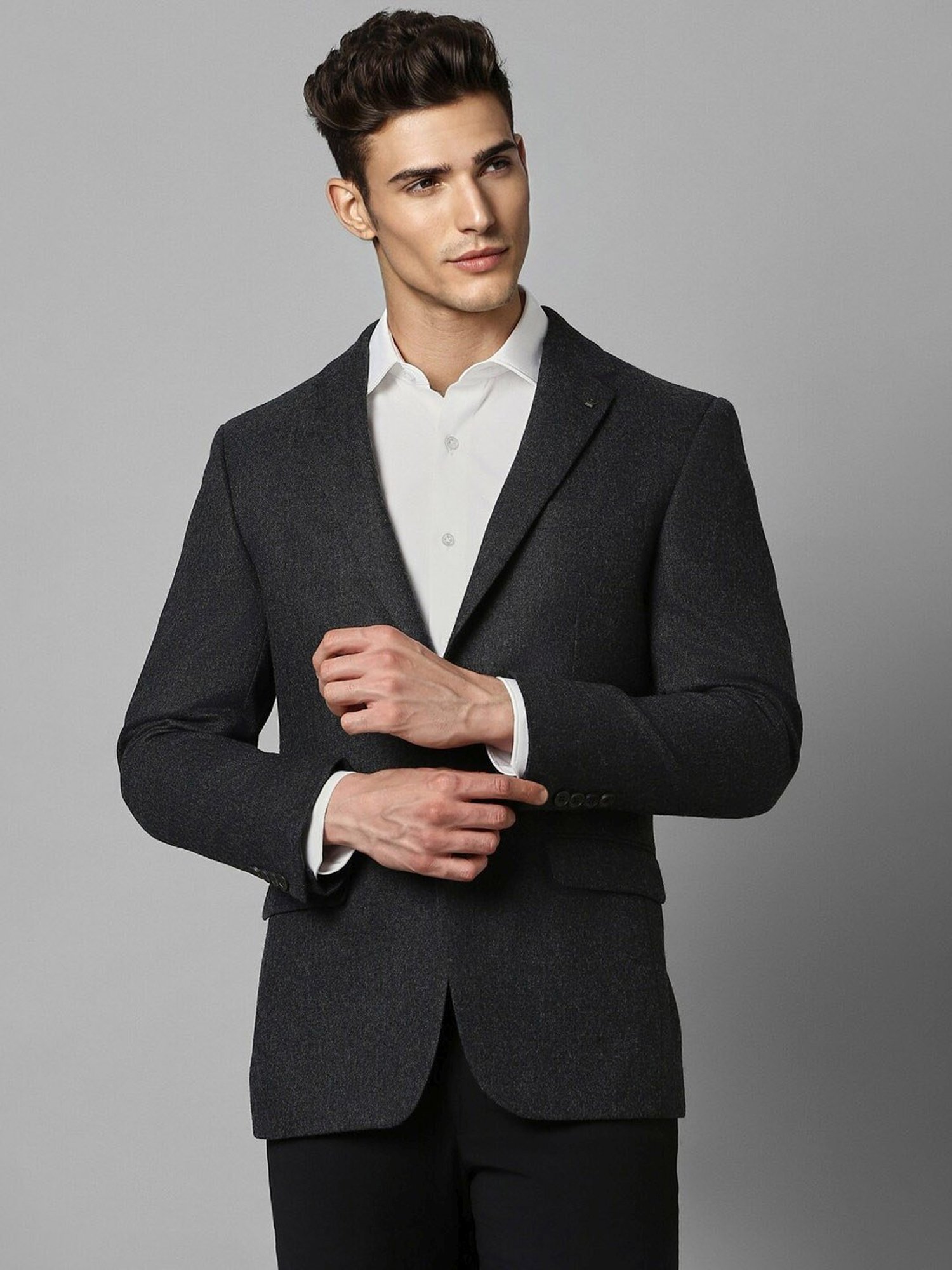 Louis Philippe Grey Regular Fit Blazer