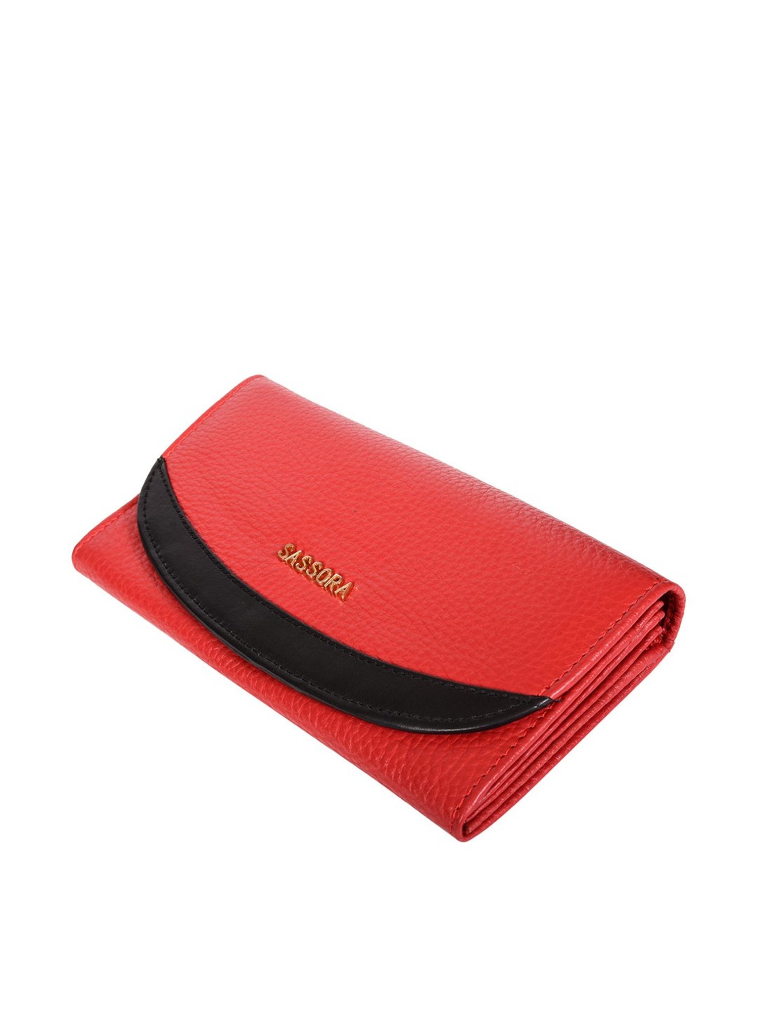 SASSORA Red & Black Solid Rfid Wallet for Women