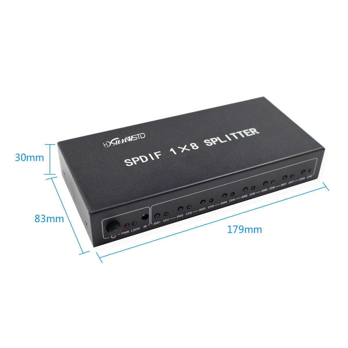 SPDIF/TOSLINK Digital Optical Audio Splitter 1x8 Audio Amplifier Support DTS/Dolby With Power Adapter