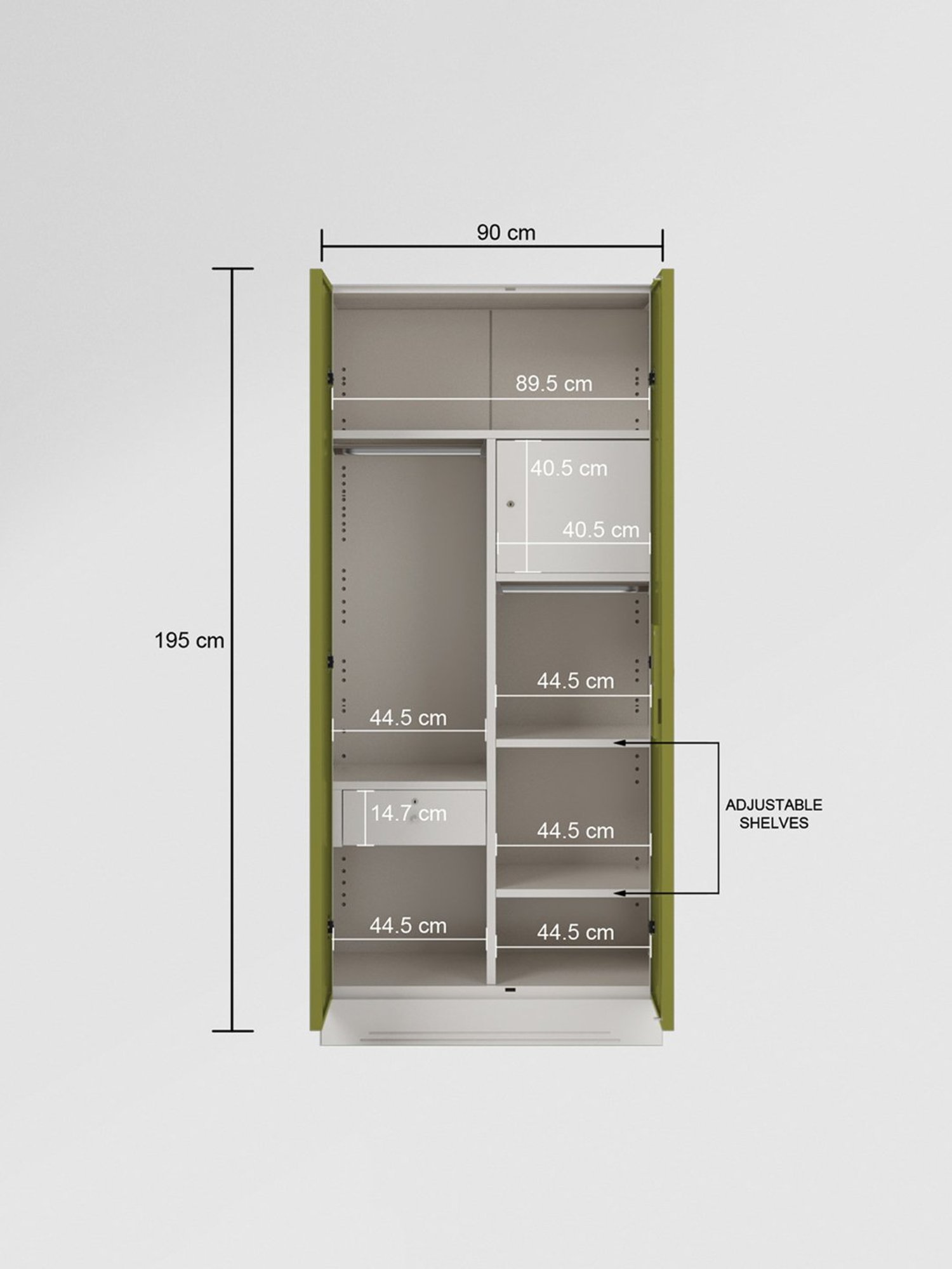 Godrej Interio Slimline 2-Door Steel Almirah, Tex Green Leaf (1-Year Warranty, 1 Locker, 1 Drawer)