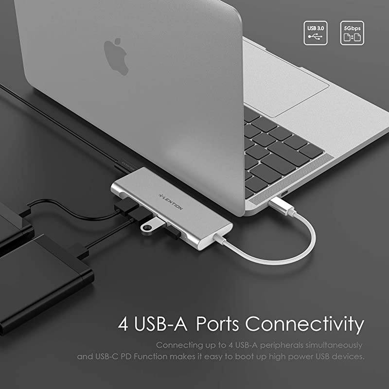 USBC MultiPort Hub with 4K HDMI Output 4 USB 30 Type C Charging Adapter Compatible 20202016 MacBook Pro 131516 New Mac Air Surface Chromebook More CBC35 Silver
