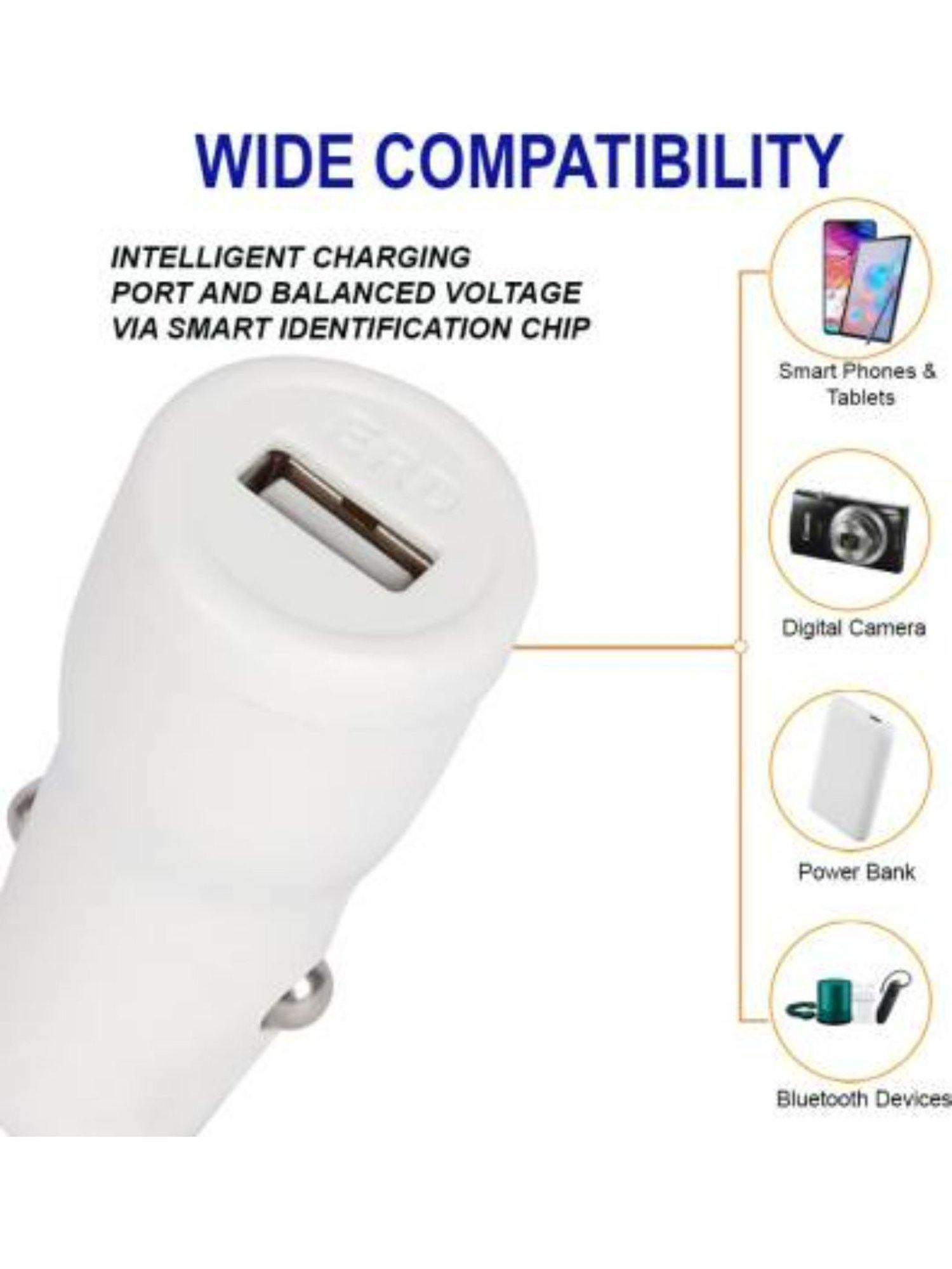 ERD 3 Amp Turbo Car Charger - (White)