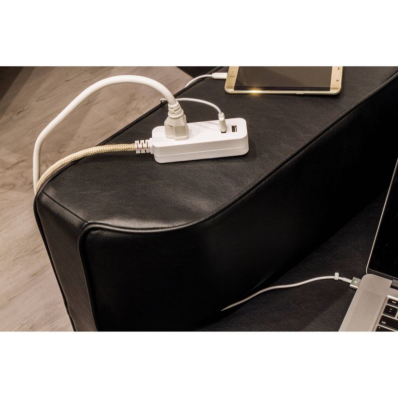 Cordinate Designer 1-Outlet 2 USB Port Surge Protector with 10' Extension Cord Tan/White