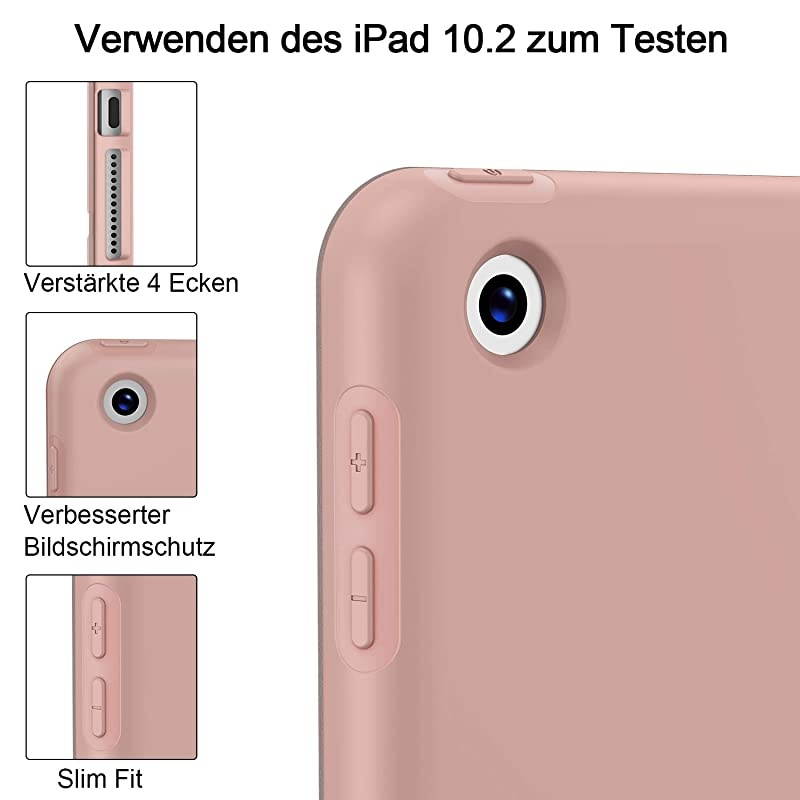 iPad 7th Generation Case New iPad Case 102 Case 2019 with Pencil Holder Lightweight Smart Cover with Soft TPU Back Auto SleepWake for iPad 7th Gen 2019 Gold