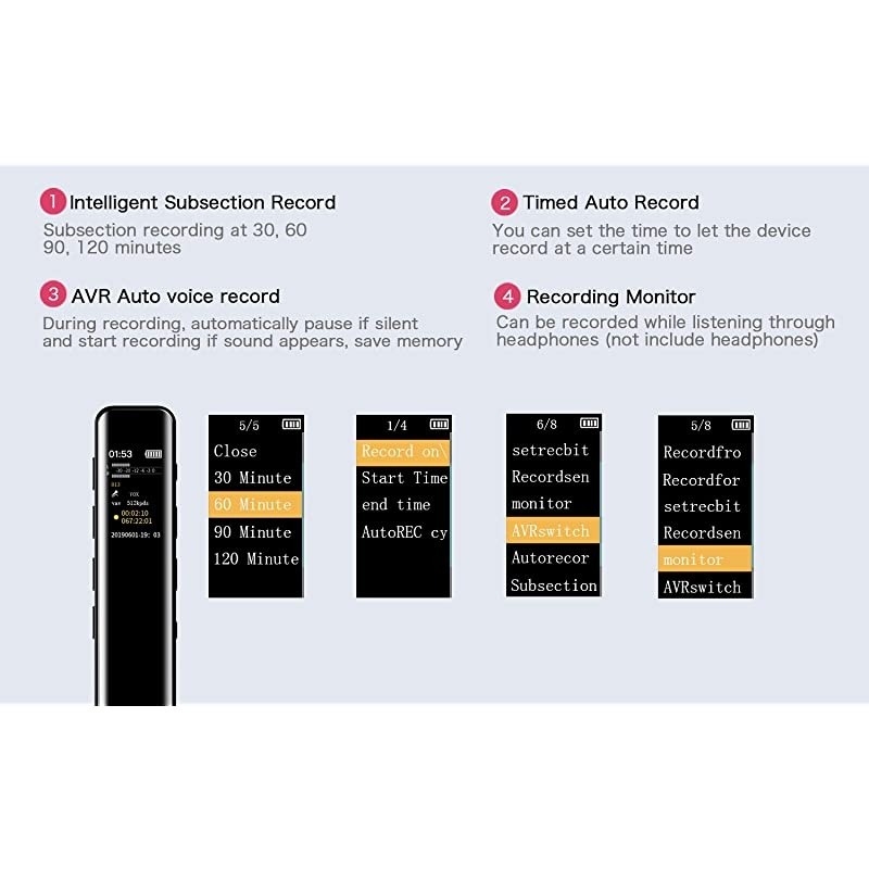 Digital Voice Recorder Voice Activated Recorder for Lecture Meetings Audio Voice Recorder with MP3 Player with Rechargeable Stereo HD Recording Voice USB Password Variable Speed