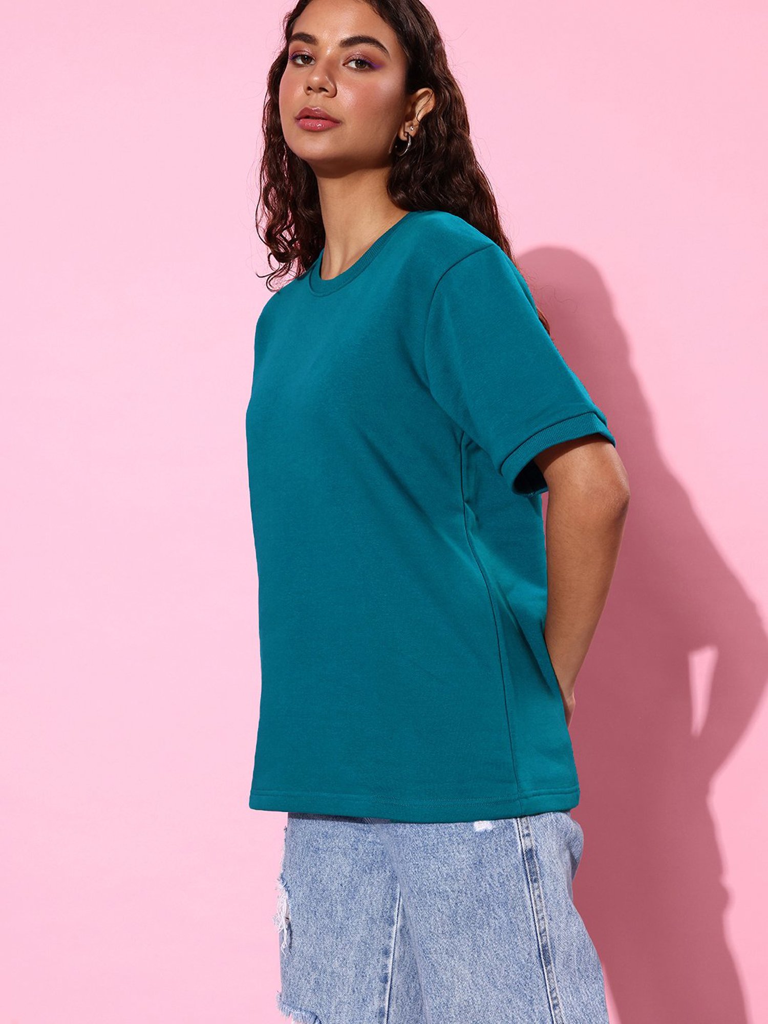 Dillinger Teal Fleece Relaxed Fit Oversized Sweatshirt