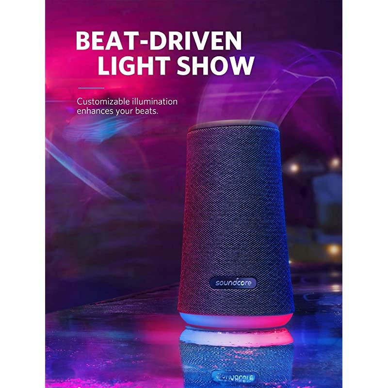 Flare+ Portable 360&deg; Bluetooth Speaker by Anker Huge 360&deg; Sound IPX7 Waterproof Bigger Bass Ambient LED Light 20Hour Playtime 4 Drivers with 2 Passive Radiators Speaker for Parties