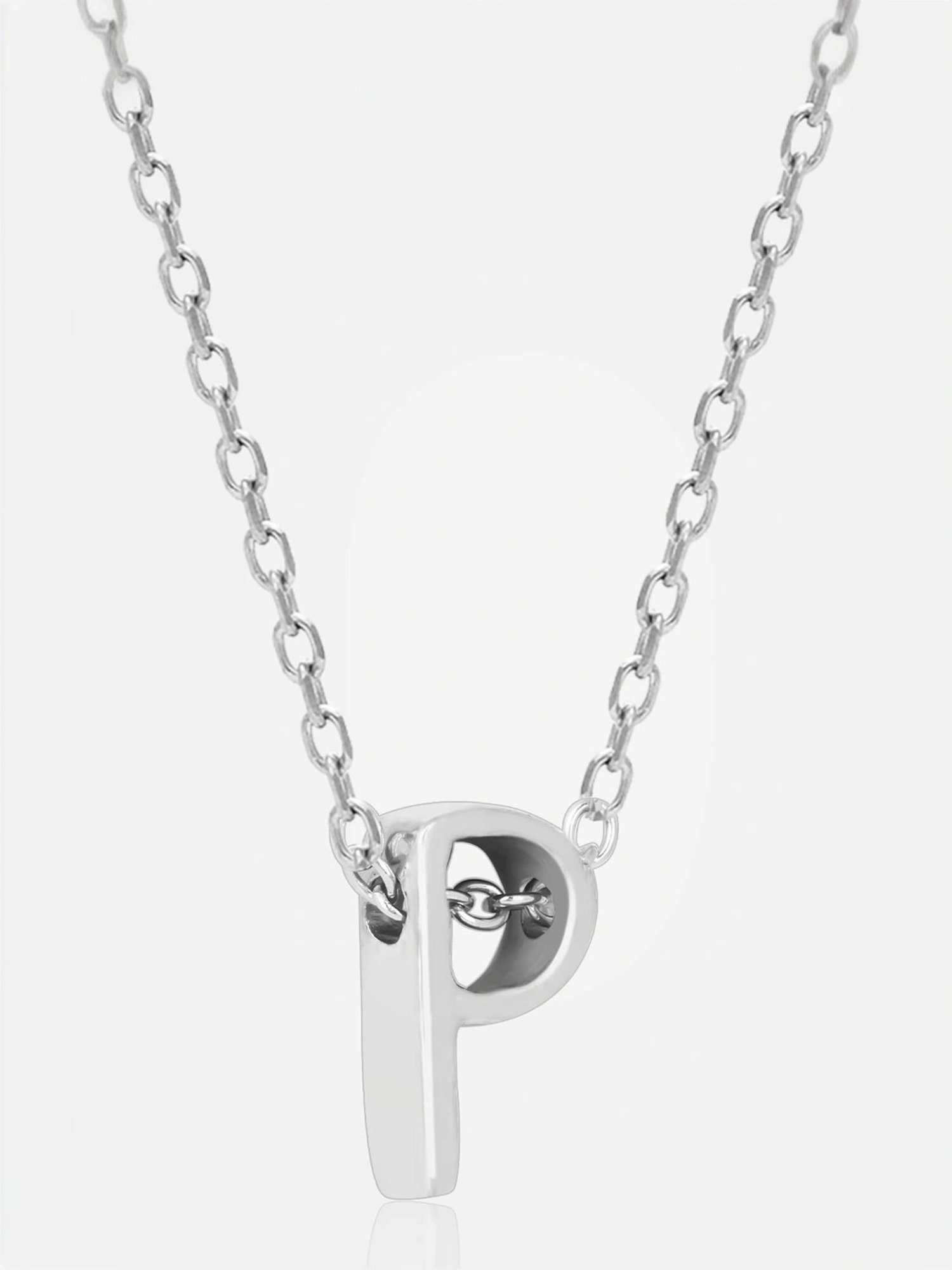 Touch925 Sterling Silver Posh P Initial Chain Pendant