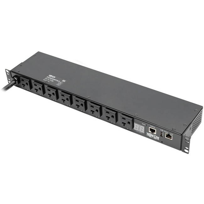 Tripp Lite 1.9kW Single-Phase Switched PDU, LX Platform Interface, 120V Outlets (8 x 5-15/20R), NEMA L5-20P, 12.0 Feet Cord, 1U Rack, TAA (PDUMH20NET2LX)