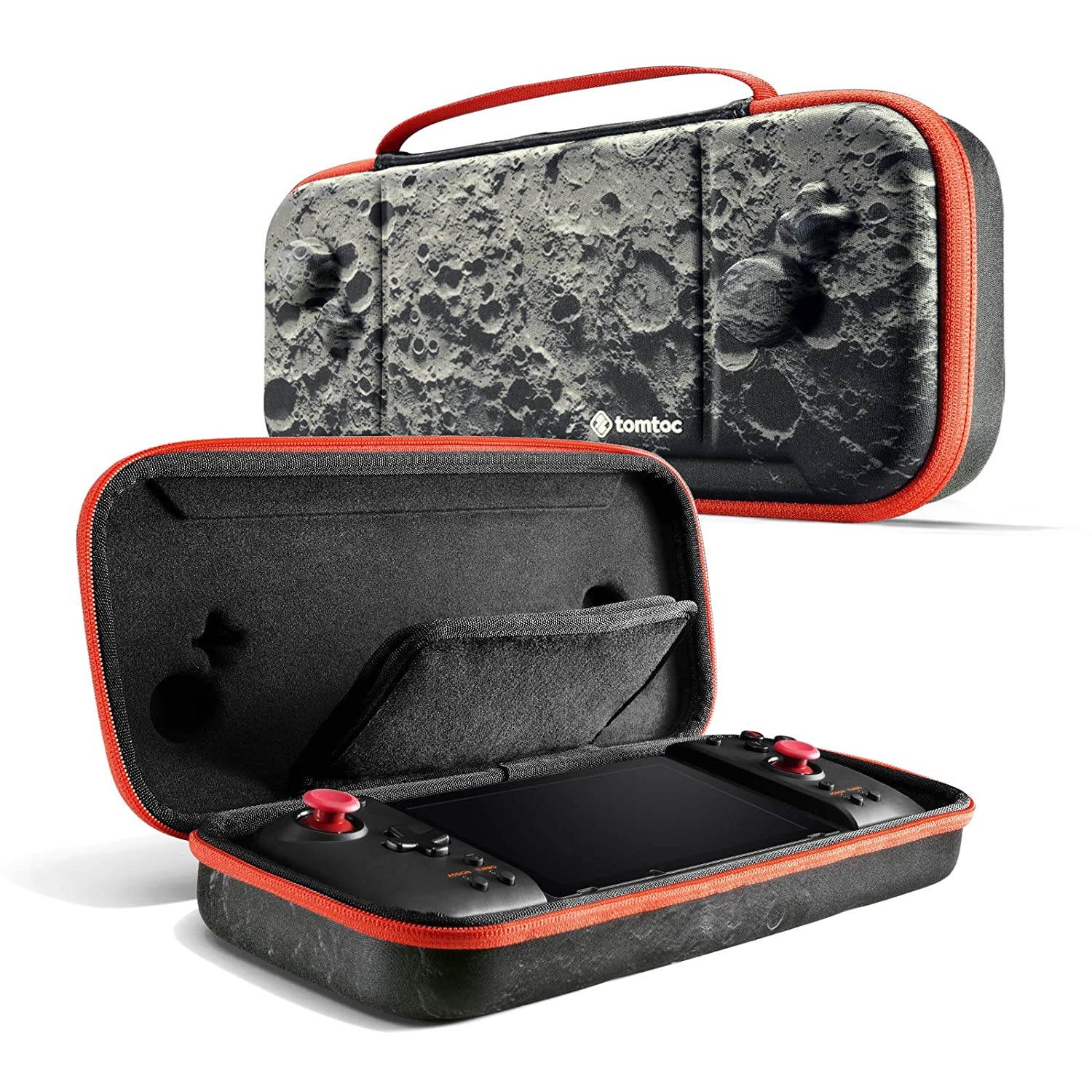 tomtoc Carry Case for Nintendo Switch Hori Split Pad Pro Controller, Grip Protective Carrying Case Case mit 30 Game Cartridges, Moon Theme Limited Edition