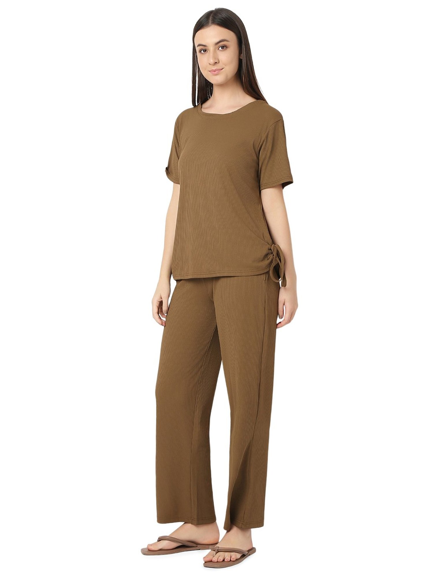 Smarty Pants Brown Top With Lounge Pants