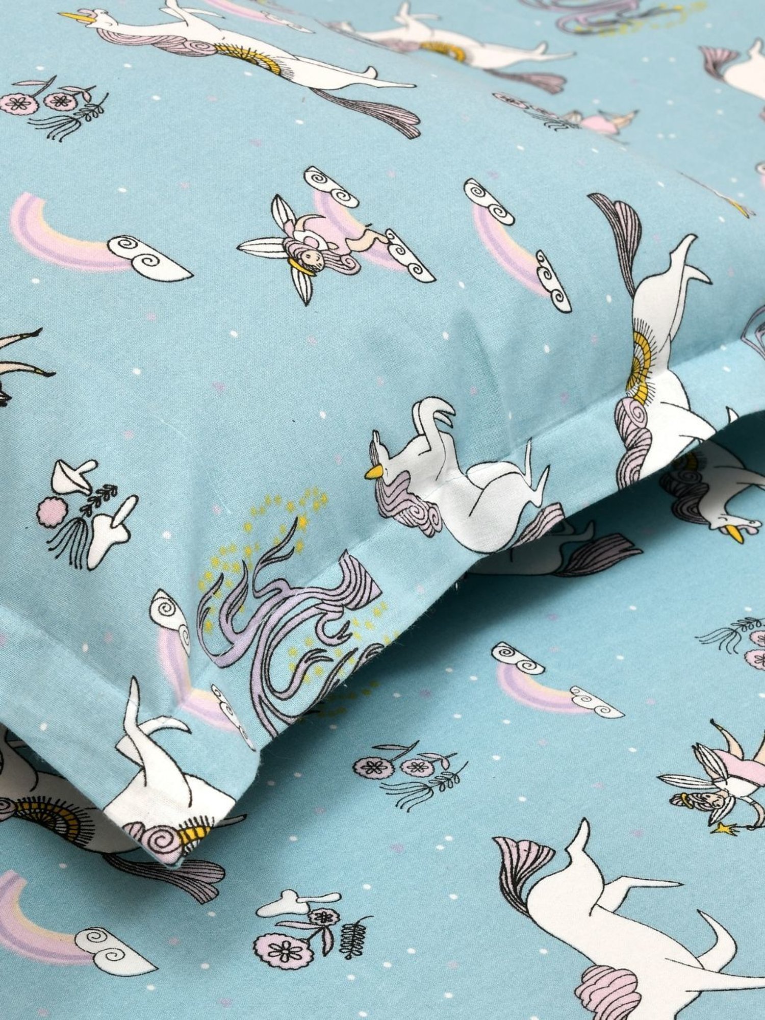 Haus & Kinder Printed Blue 120 TC Cotton Single Bedsheet