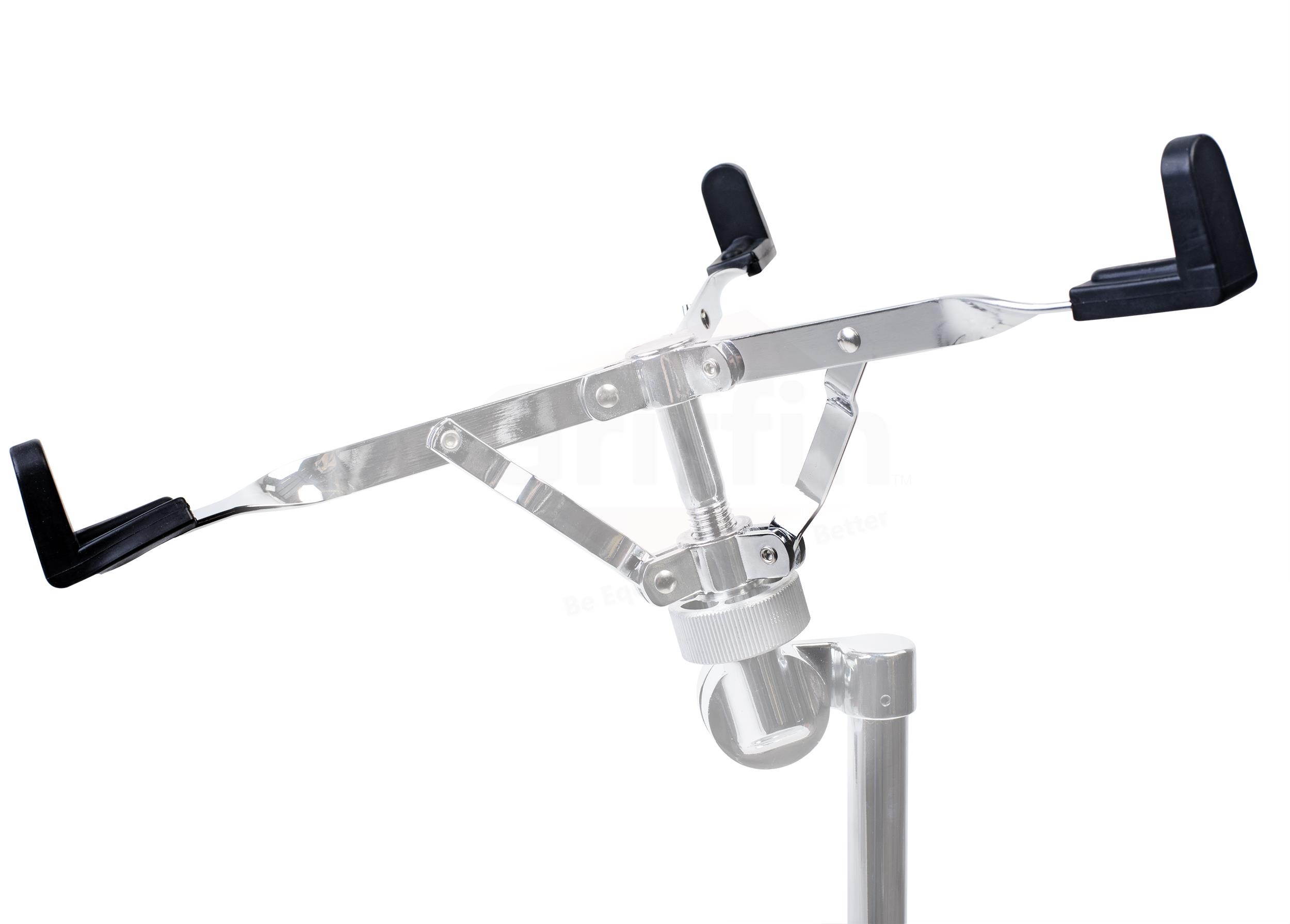 Extended Height Snare Drum Stand by GRIFFIN | Tall Adjustable Height Snare Stand For Practice Pad | Concert Stand Up Drum Mount Holder With Basket Clamp | Double Braced Percussion Chrome Drum Hardware