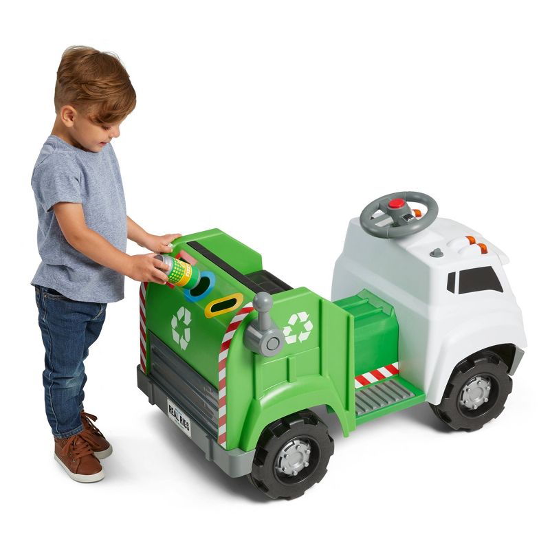 Kid Trax 6V Real Rigs Recycling Truck Interactive Powered Ride-On - Green/White
