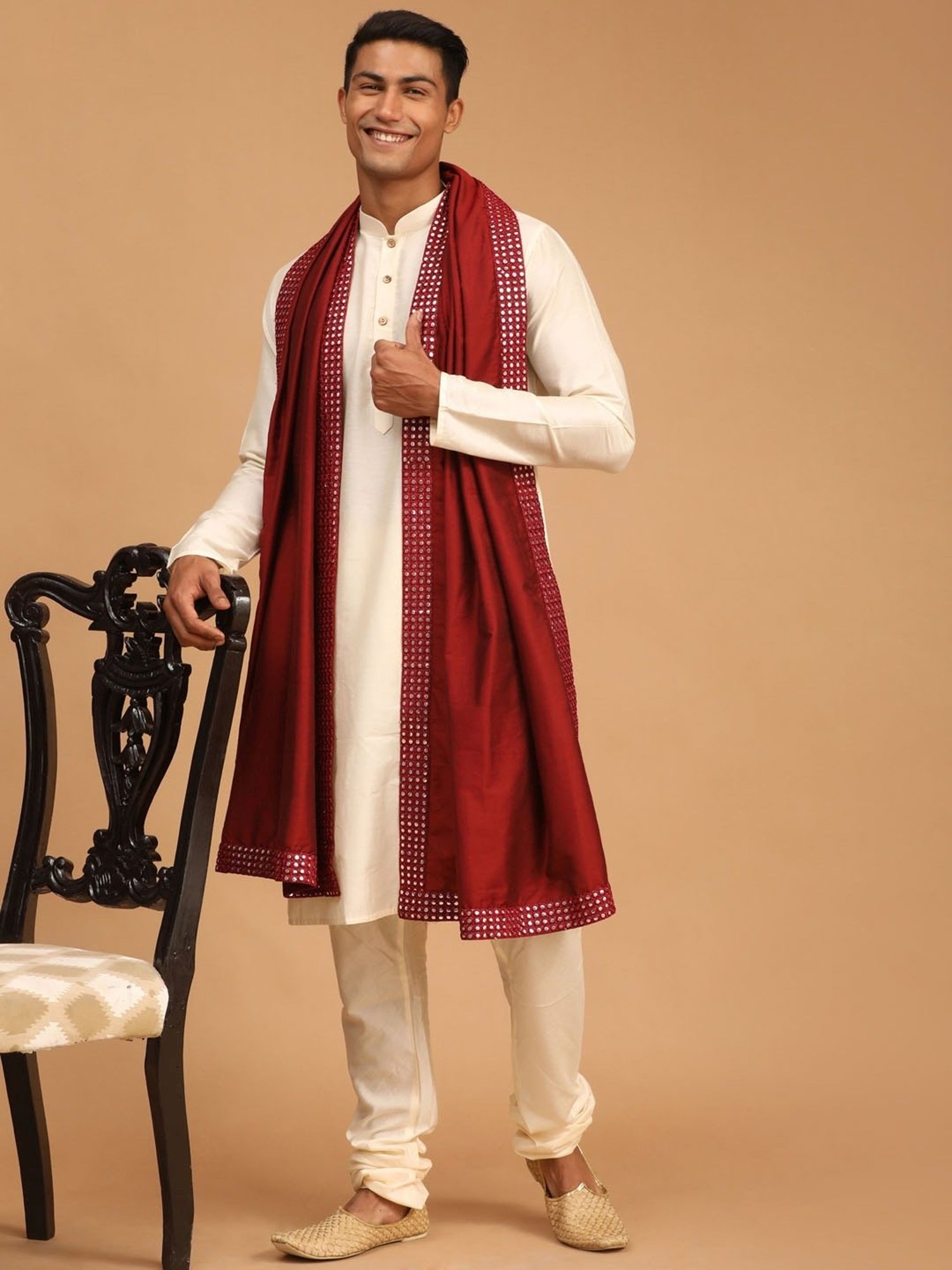 Sanwara White Regular Fit Chikankari Kurta & Churidar Set