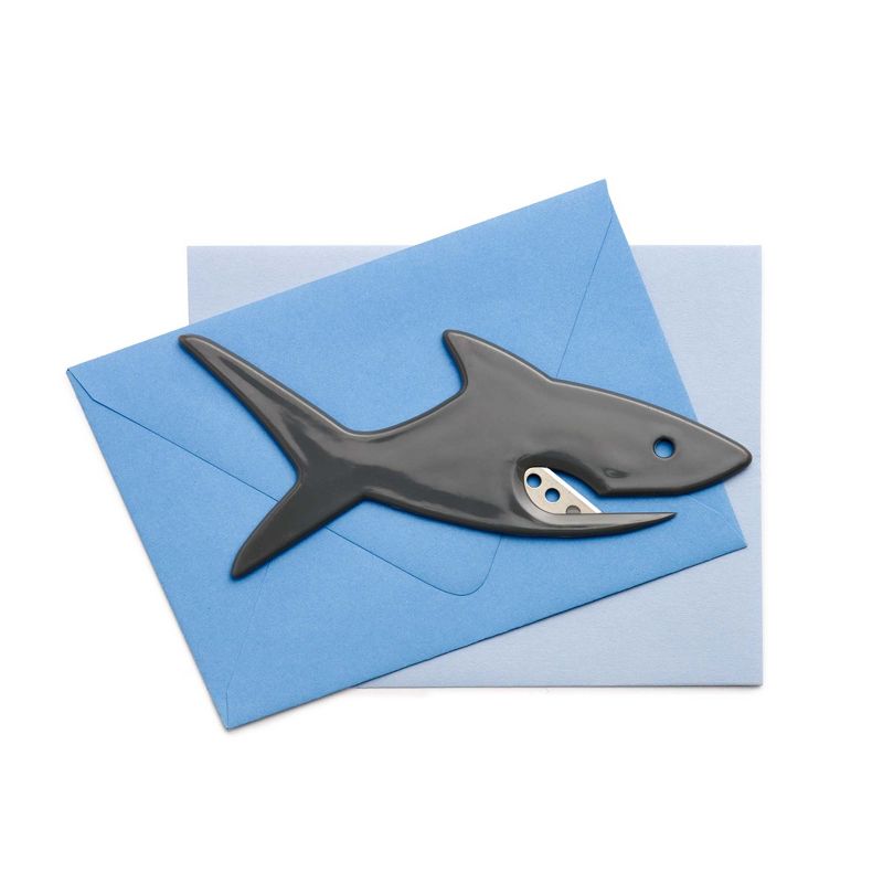 Design Ideas Shark Letter Opener - Envelope Slitter and Opener - Gray, 5.1" x 2.3" x 0.1"