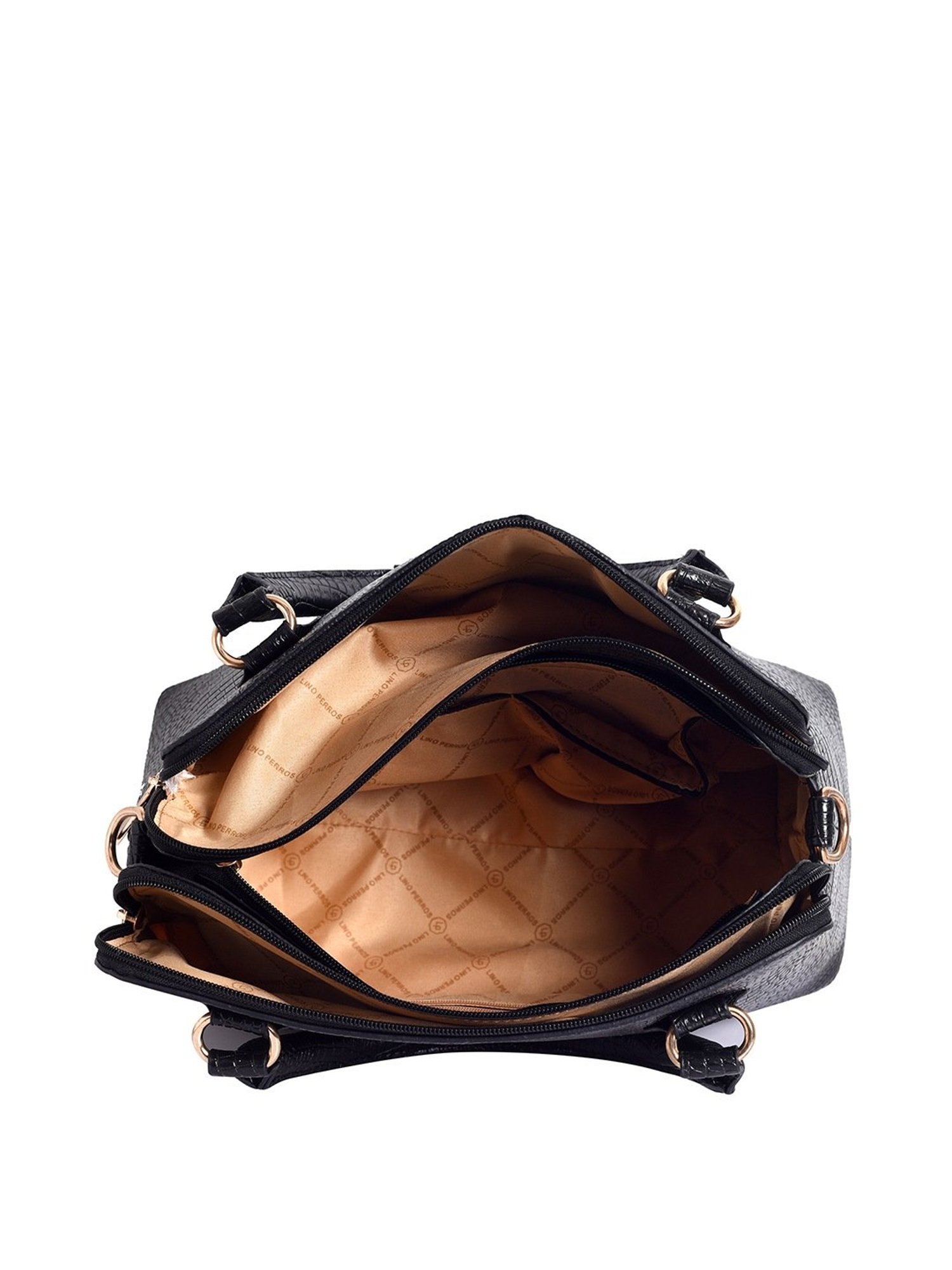 Lino Perros Black Textured Medium Handbag