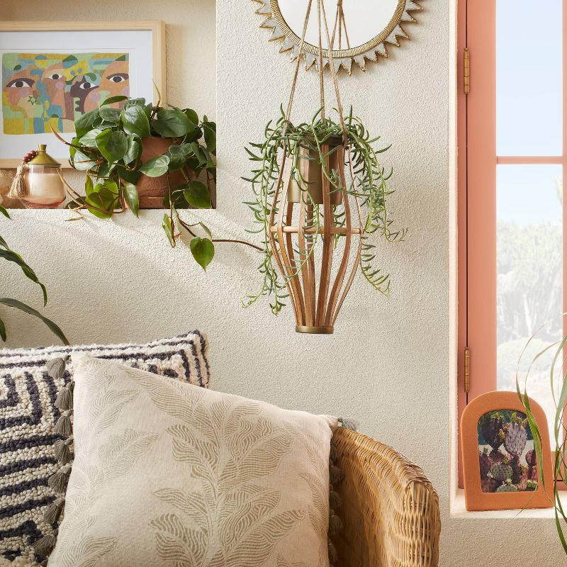 Printed Botanical Textured Linen Square Throw Pillow Neutral - Opalhouse™ designed with Jungalow™