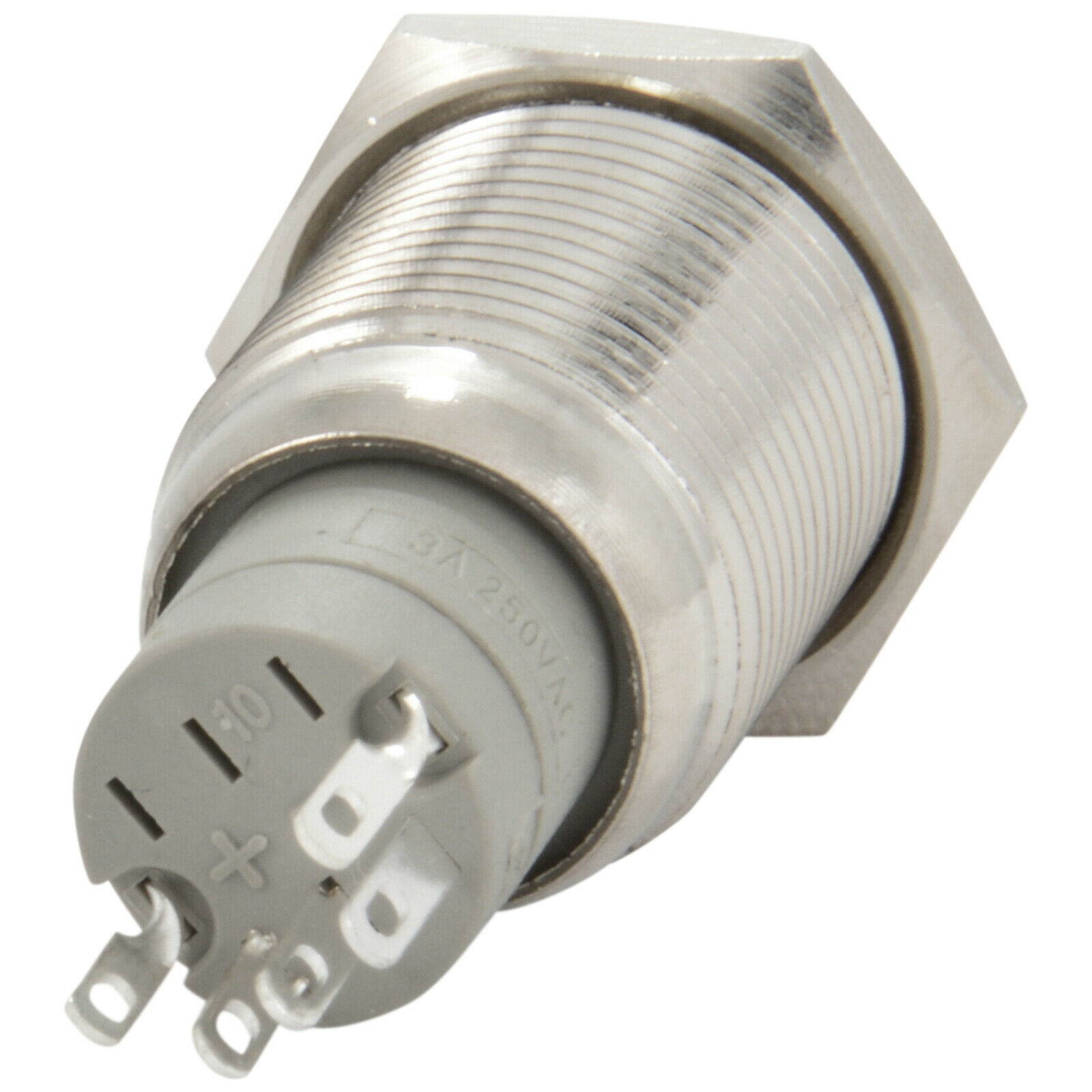 16mm 12V Momentary Push Button Power Switch Stainless Steel Red LED Waterproof