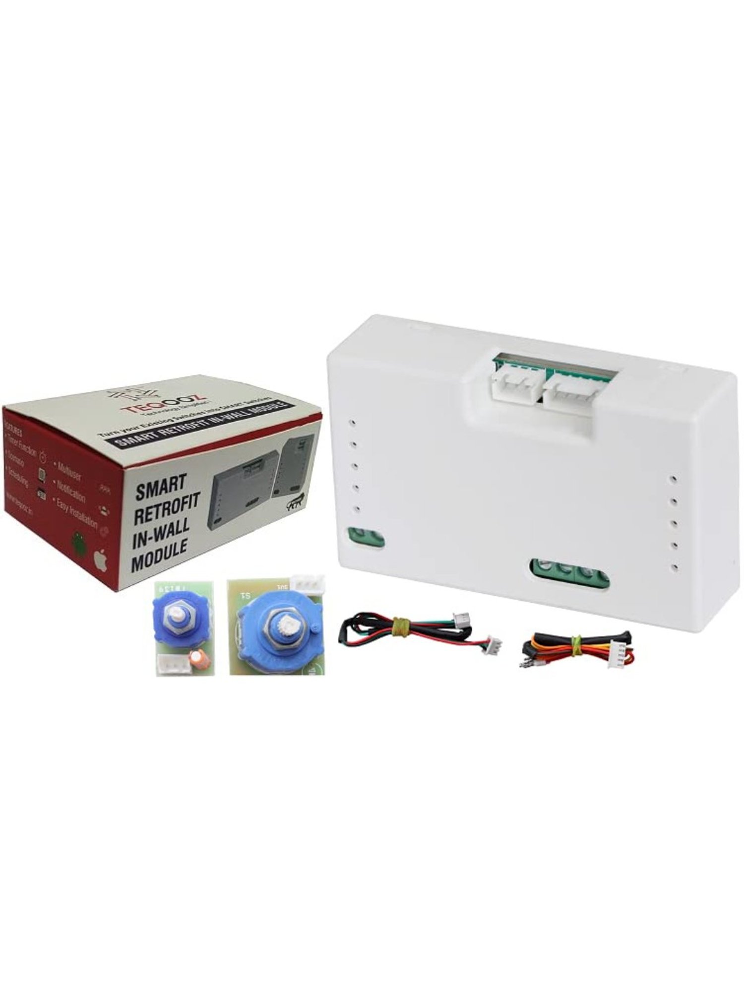 Teqooz WiFi 4 Node Smart Switch (3 Light & 1 Fan with Speed Control) Retrofit (In-wall) (White)