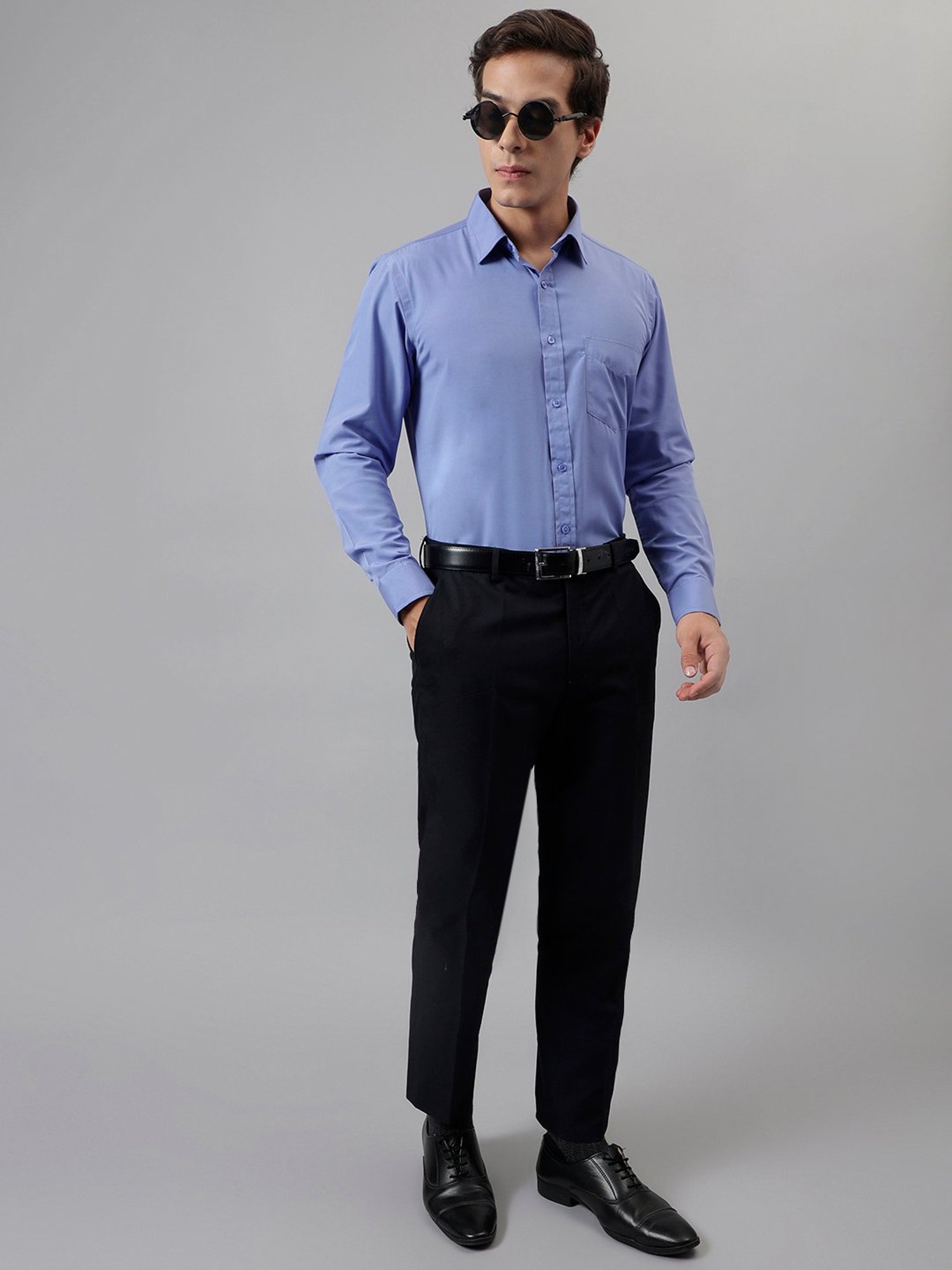 English Navy Blue Slim Fit Shirt