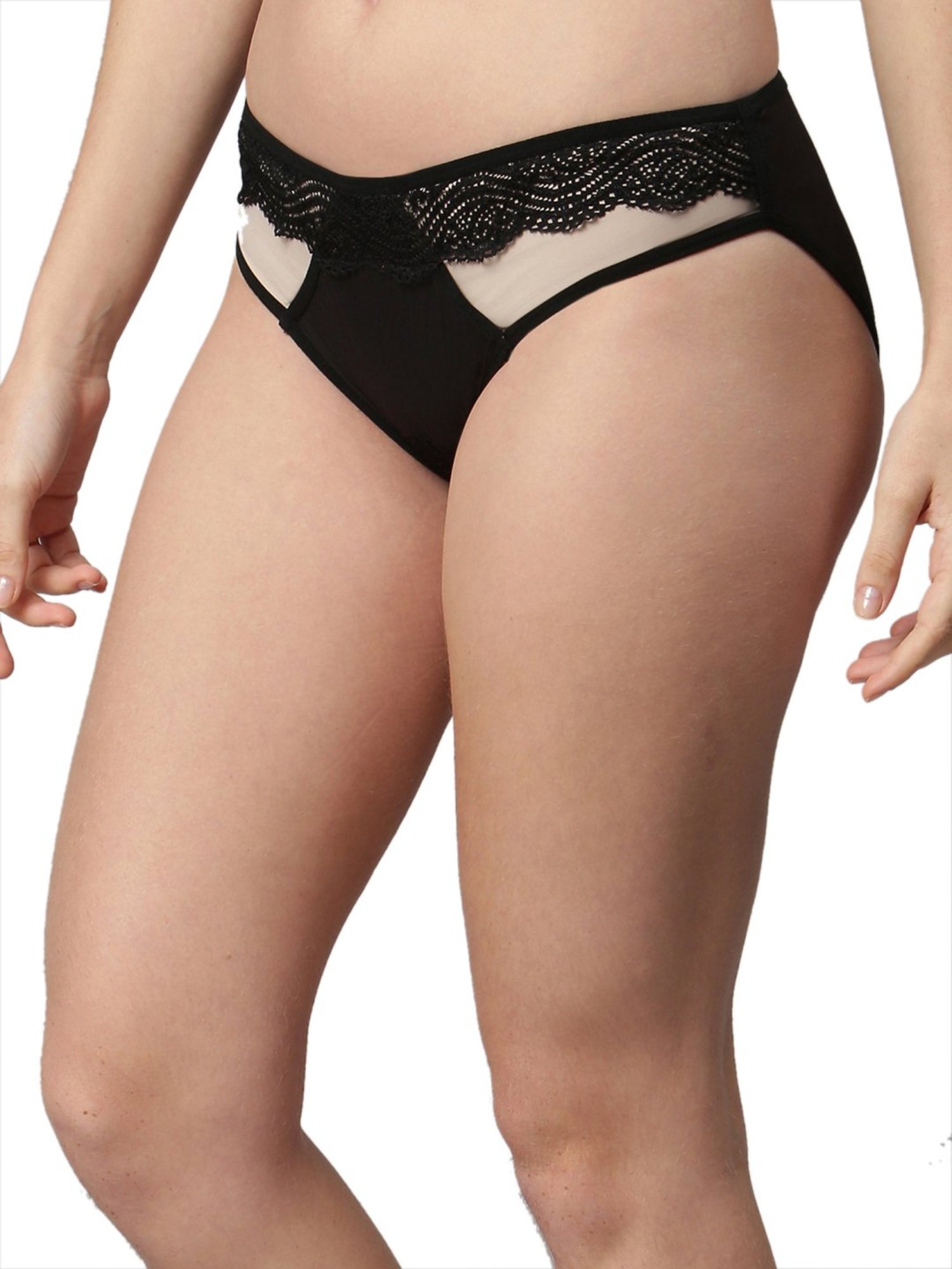 Cukoo Black Lace Work Hipster Panties - Pack Of 3