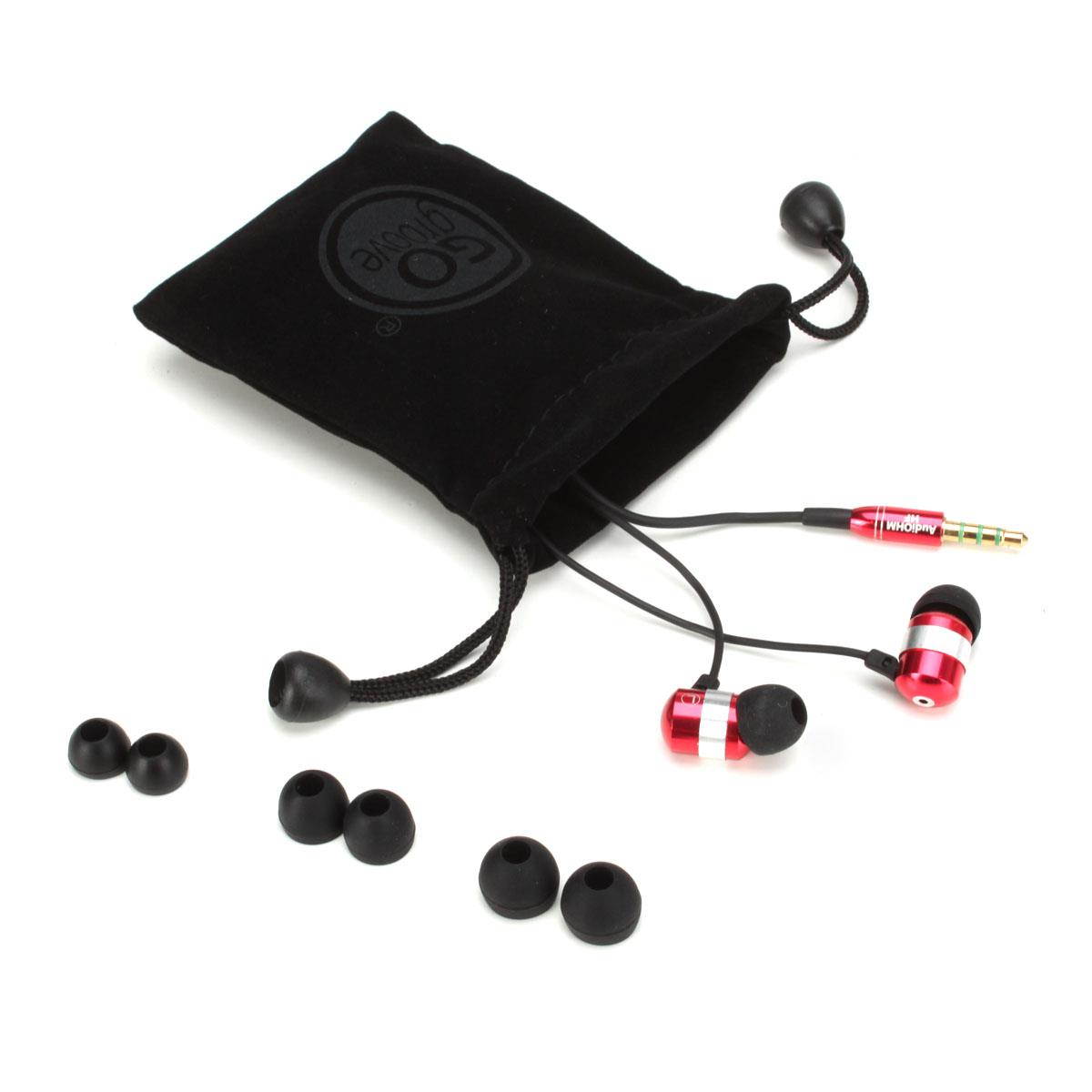 GOgroove audiOHM HF Ergonomic Earbuds Earphones w/ Hands-Free Microphone & Deep Bass ( Royal Red ) for Smartphones , Tablets , MP3 Players & More!