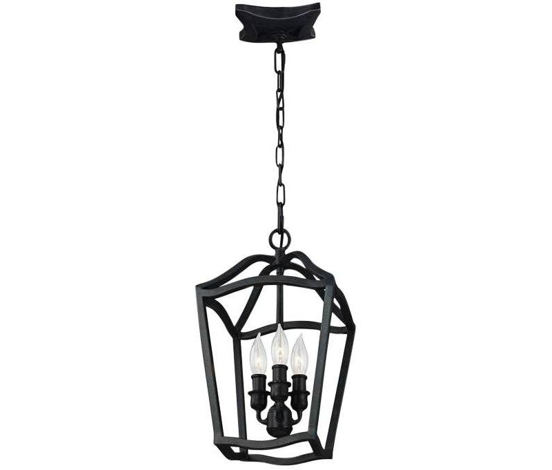 Feiss Yarmouth 8 1/2"W Antique Forged Iron 3-Light Foyer Pendant Light