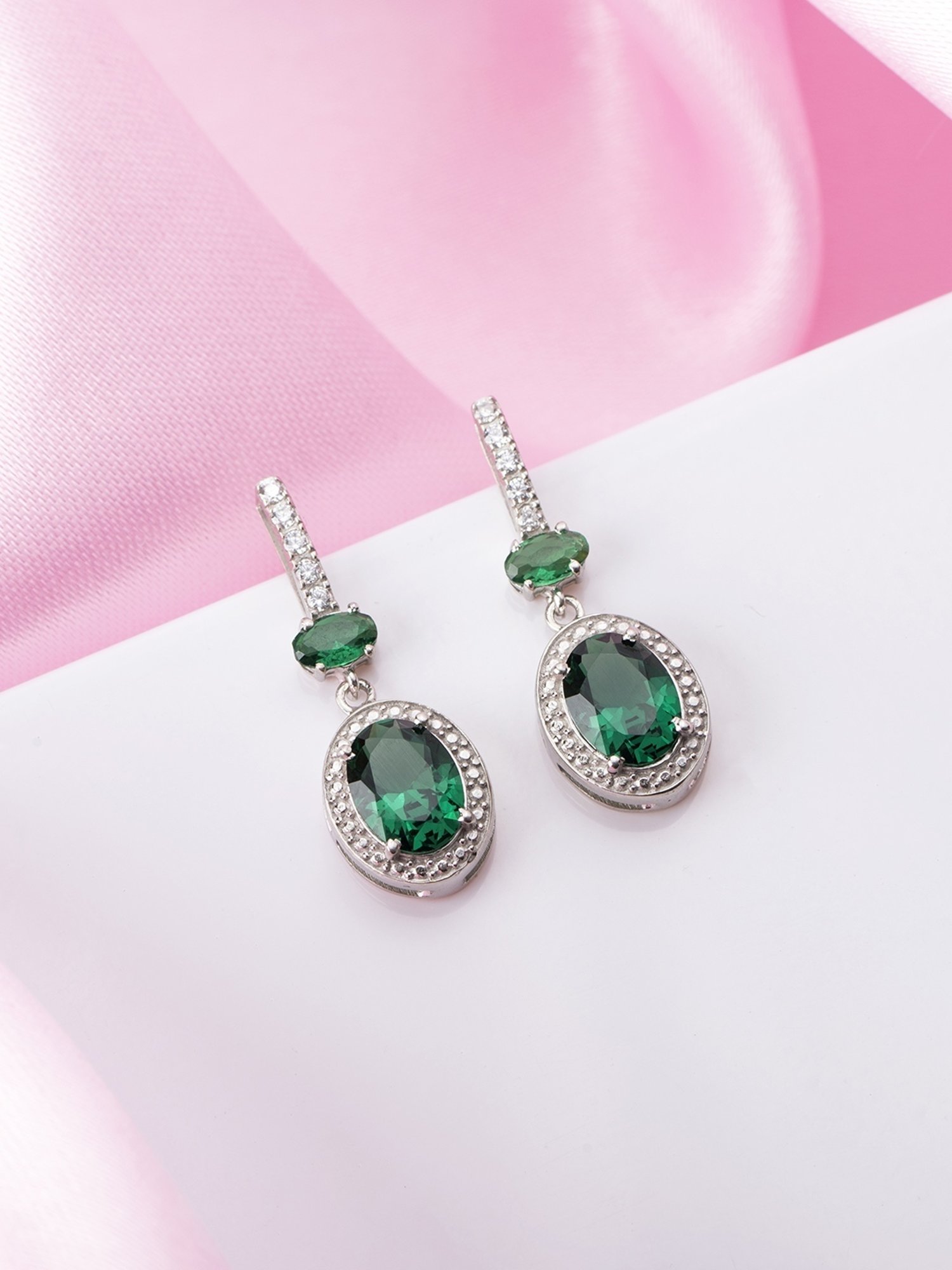 Zavya 925 Sterling Silver Radiant Star Rhodium Drop Earrings For Women