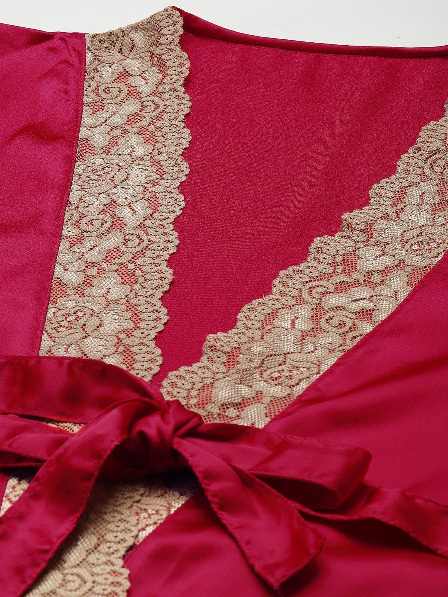 Ms.Lingies Pink Lace Work Robe