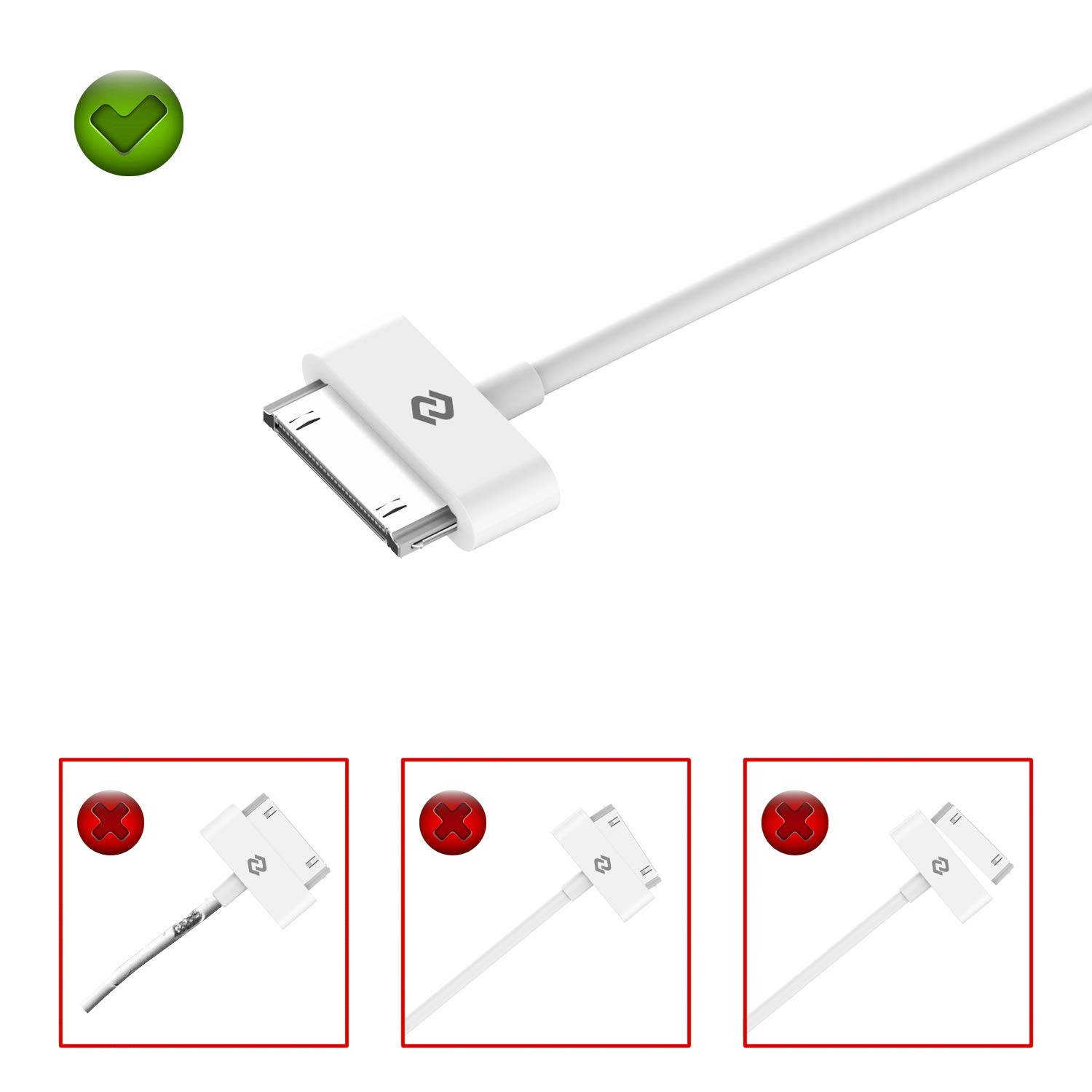 JETech USB Sync and Charging Cable Compatible iPhone 4/4s, iPhone 3G/3GS, iPad 1/2/3, iPod, 3.3 Feet (White)