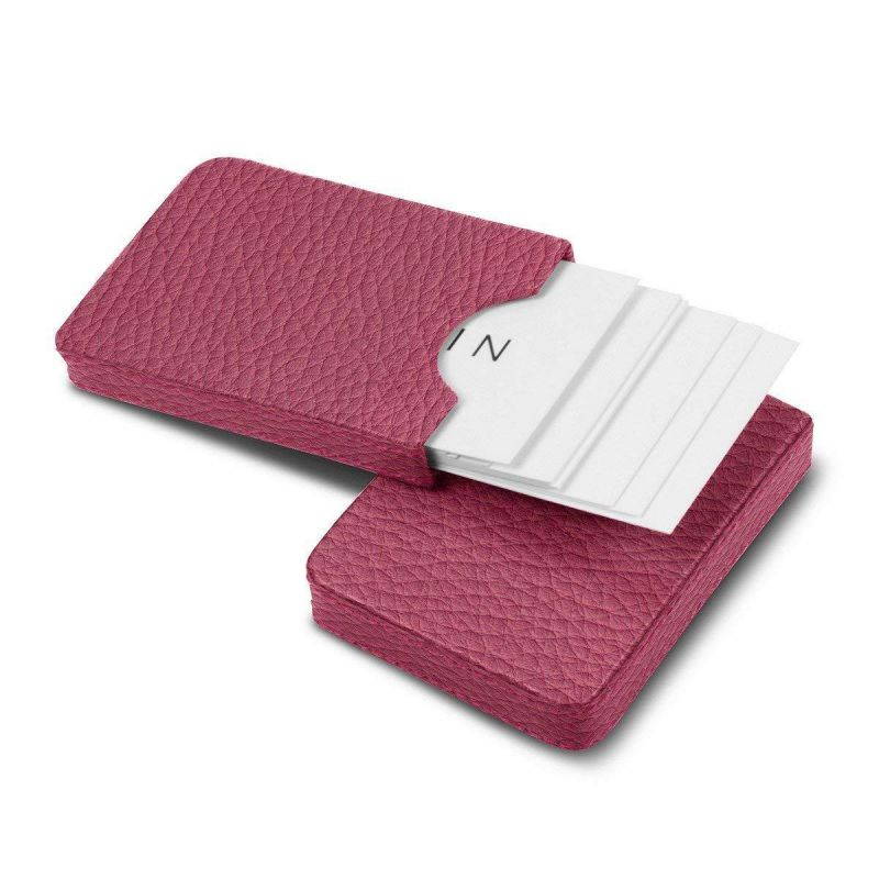 Lucrin - Sliding case for business cards - Fuchsia - Granulated Leather