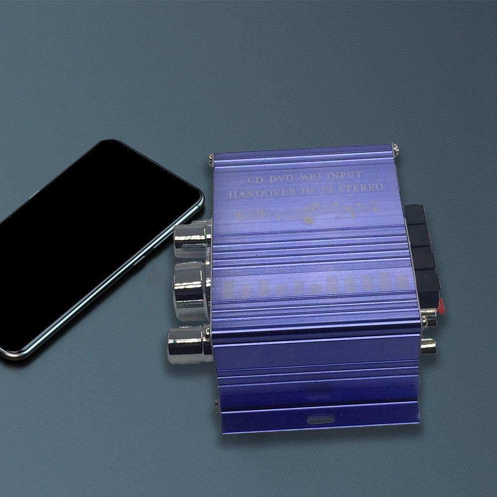 Kinter 12V Hot Selling Mini Hi-Fi Stereo Amplifier Audio MP3 Auto Car 2 Cananal Stereo DVD Speaker Blue